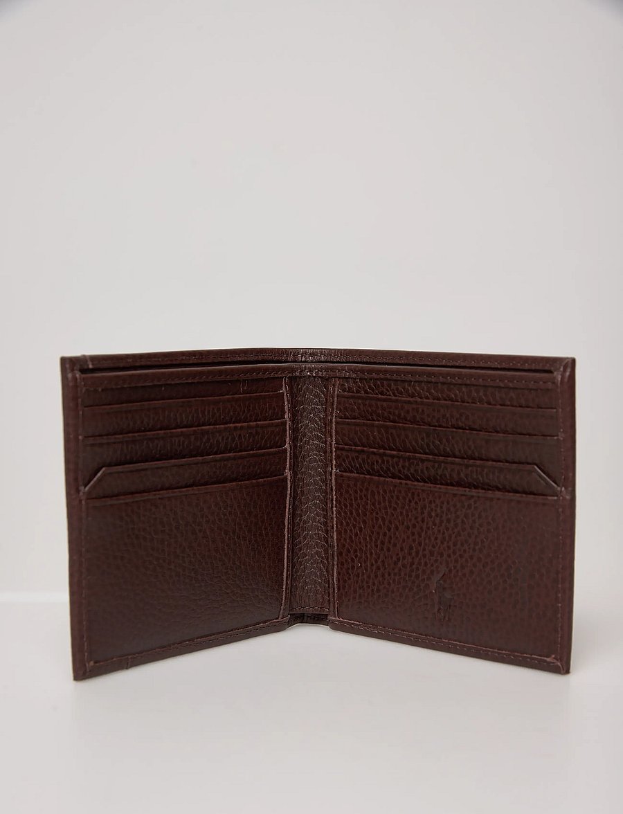 Polo Ralph Lauren - Pebbled Leather Billfold Wallet - portemonnaies - dark brown - 5