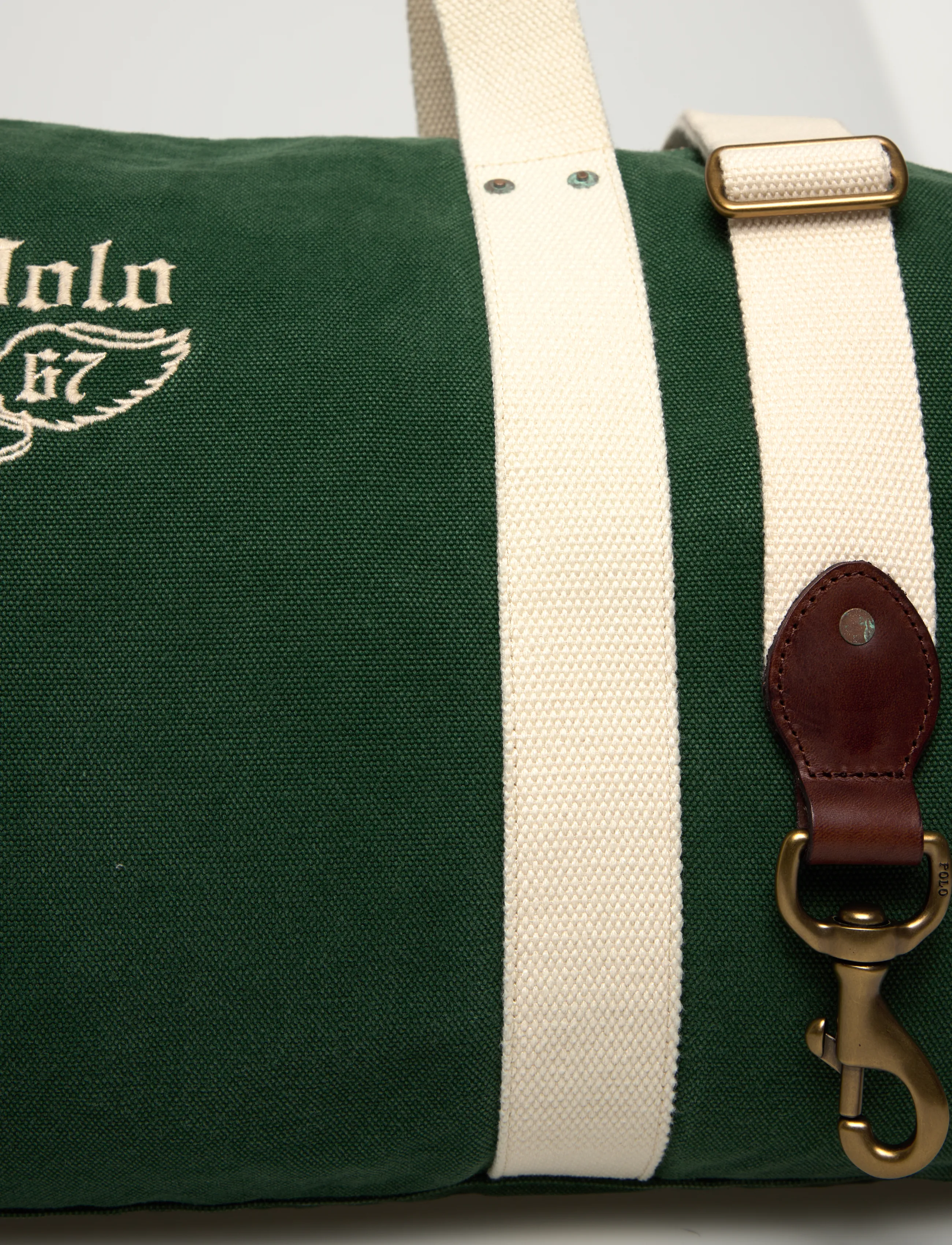 Polo Ralph Lauren - Embroidered Canvas Duffel - Íþróttatöskur - green/cream - 4