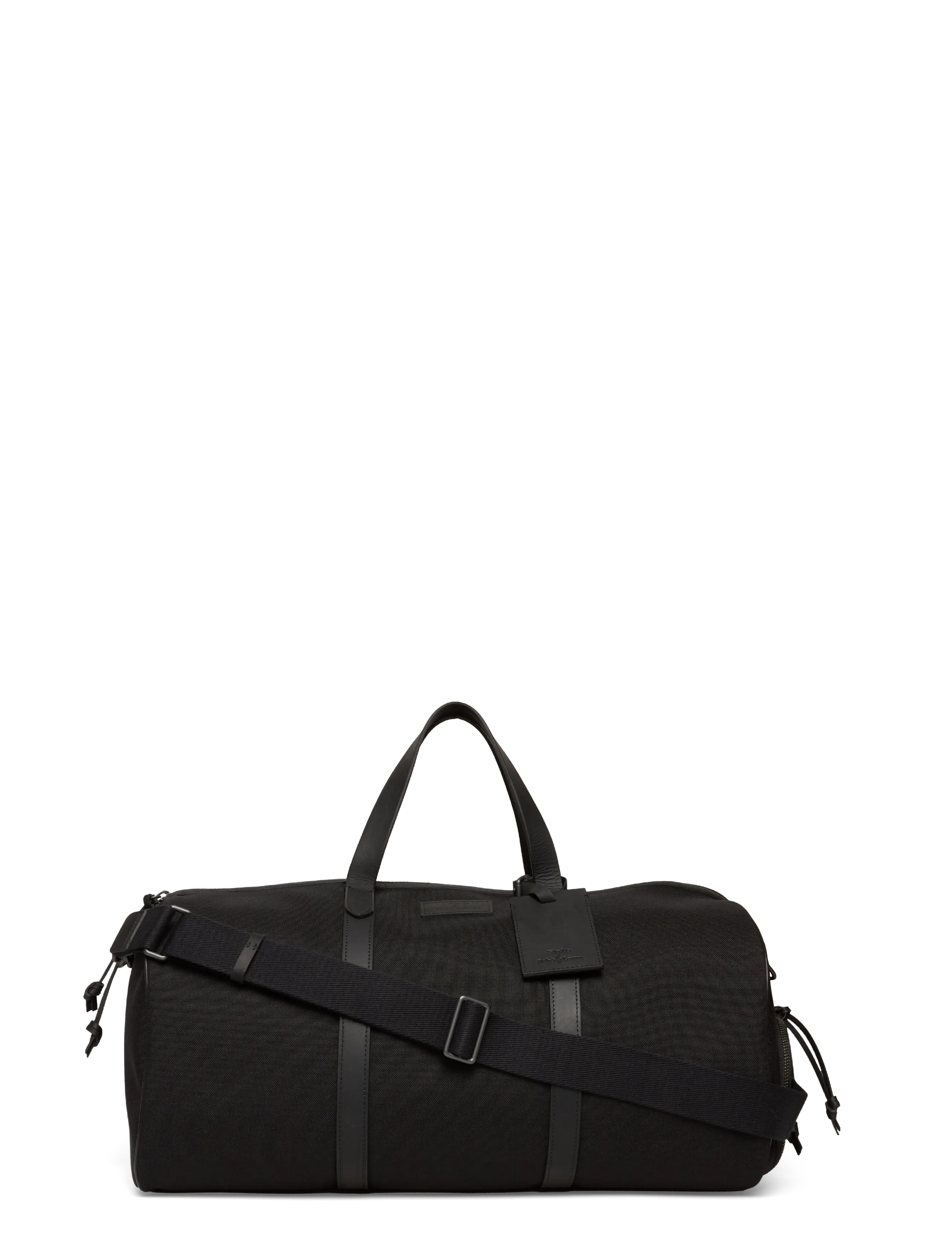 Leather-Trim Oxford Duffel - BLACK/BLACK