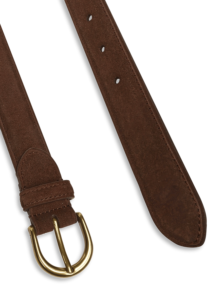 Polo Ralph Lauren - SUEDE-RD BCKL BT-BLT-MED - klassische gürtel - dark brown - 1