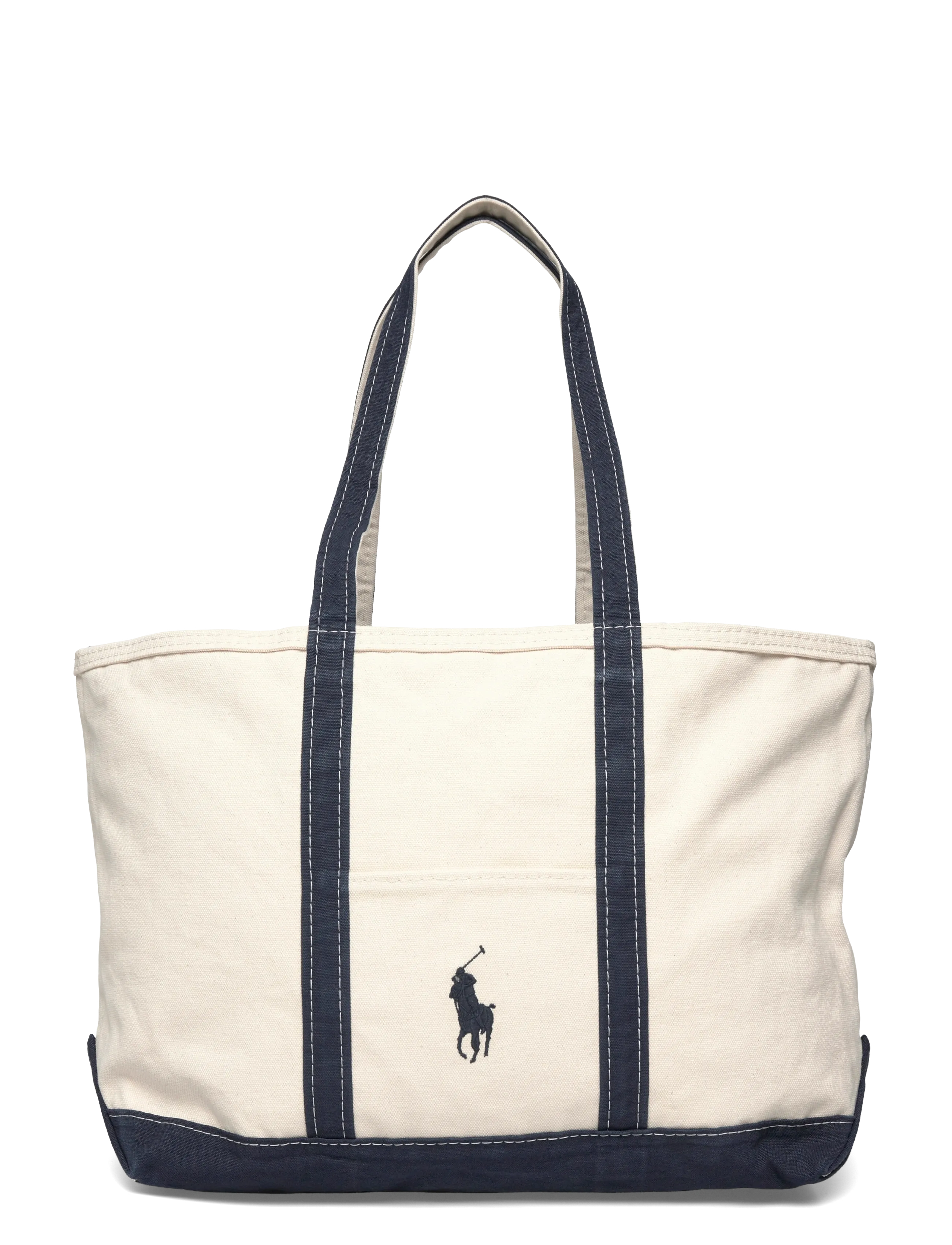 Polo Ralph Lauren Big Pony Canvas Tote, Mænd, Canvas Tote Taske, Cream, Str: ONE SIZE