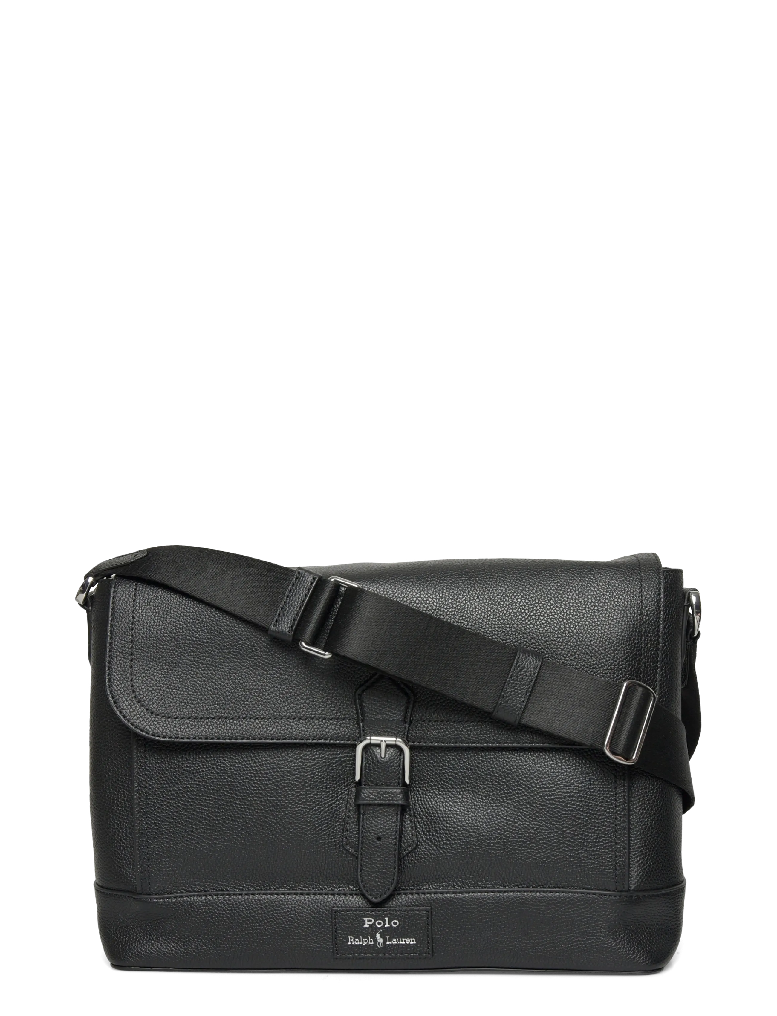 Polo Ralph Lauren Pebble Leather-Messenger-Msg-Lrg, One Size, Designer, Schwarz - Messengers, Männerswear