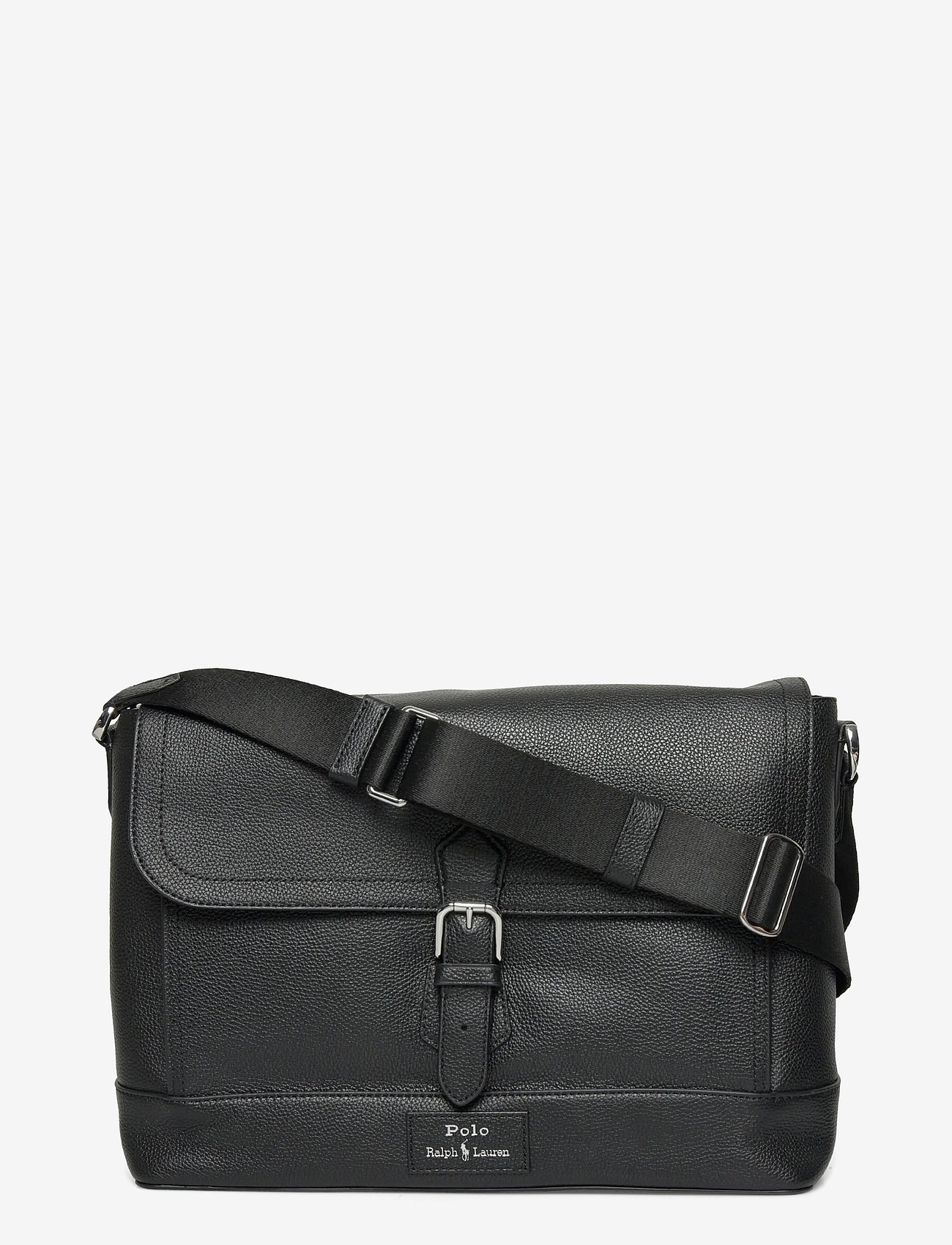 Polo Ralph Lauren Pebbled Leather Messenger Bag - Black - ONE SIZE
