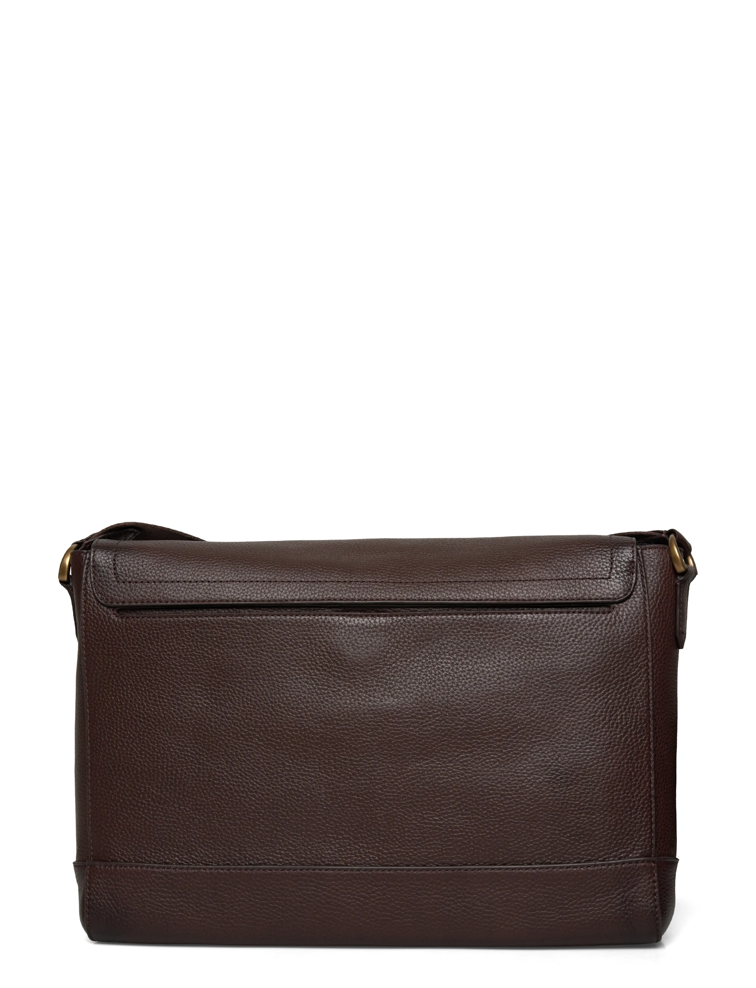Polo Ralph Lauren - Pebbled Leather Messenger Bag - shop efter anledning - dark brown - 1