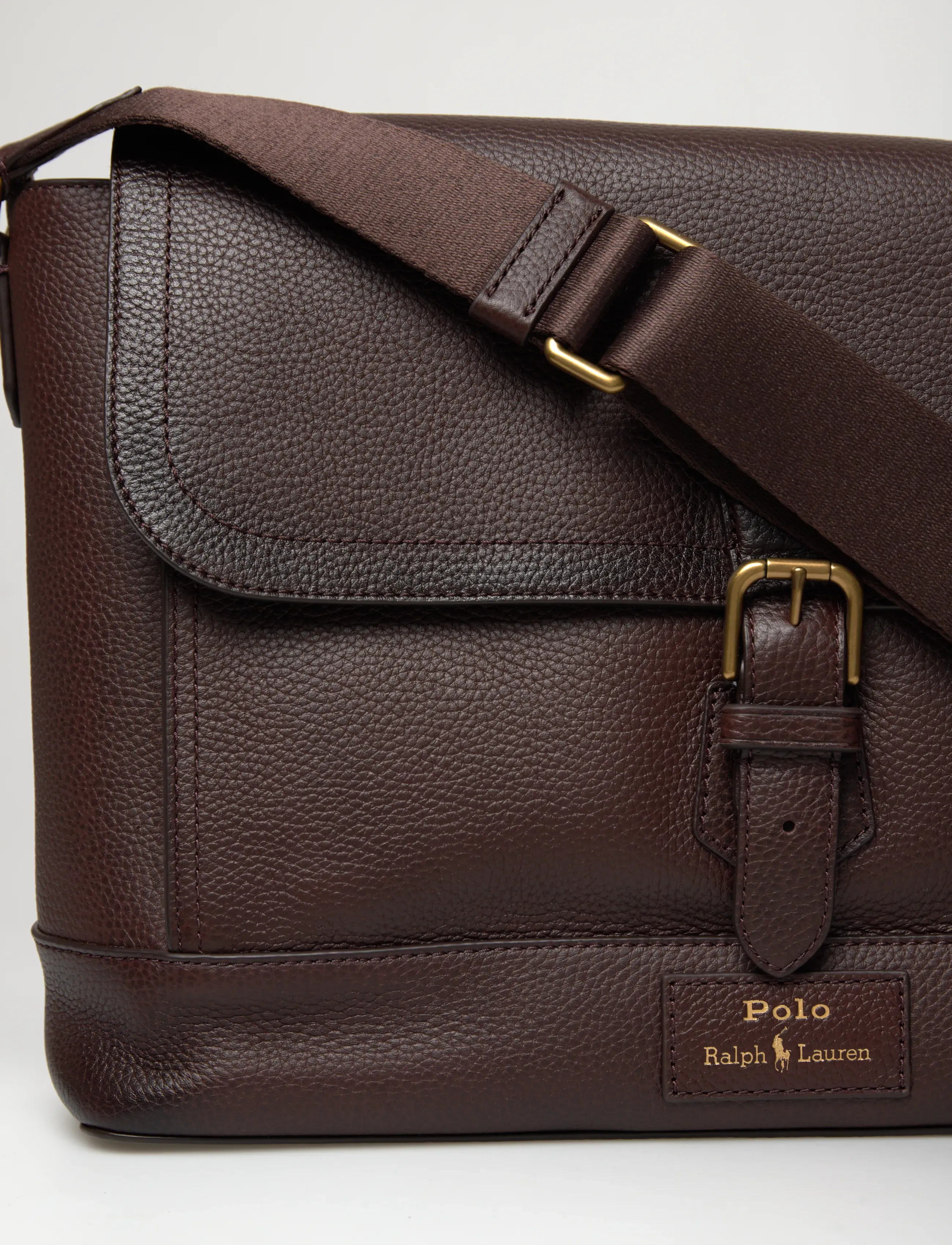 Polo Ralph Lauren - Pebbled Leather Messenger Bag - shop efter anledning - dark brown - 4