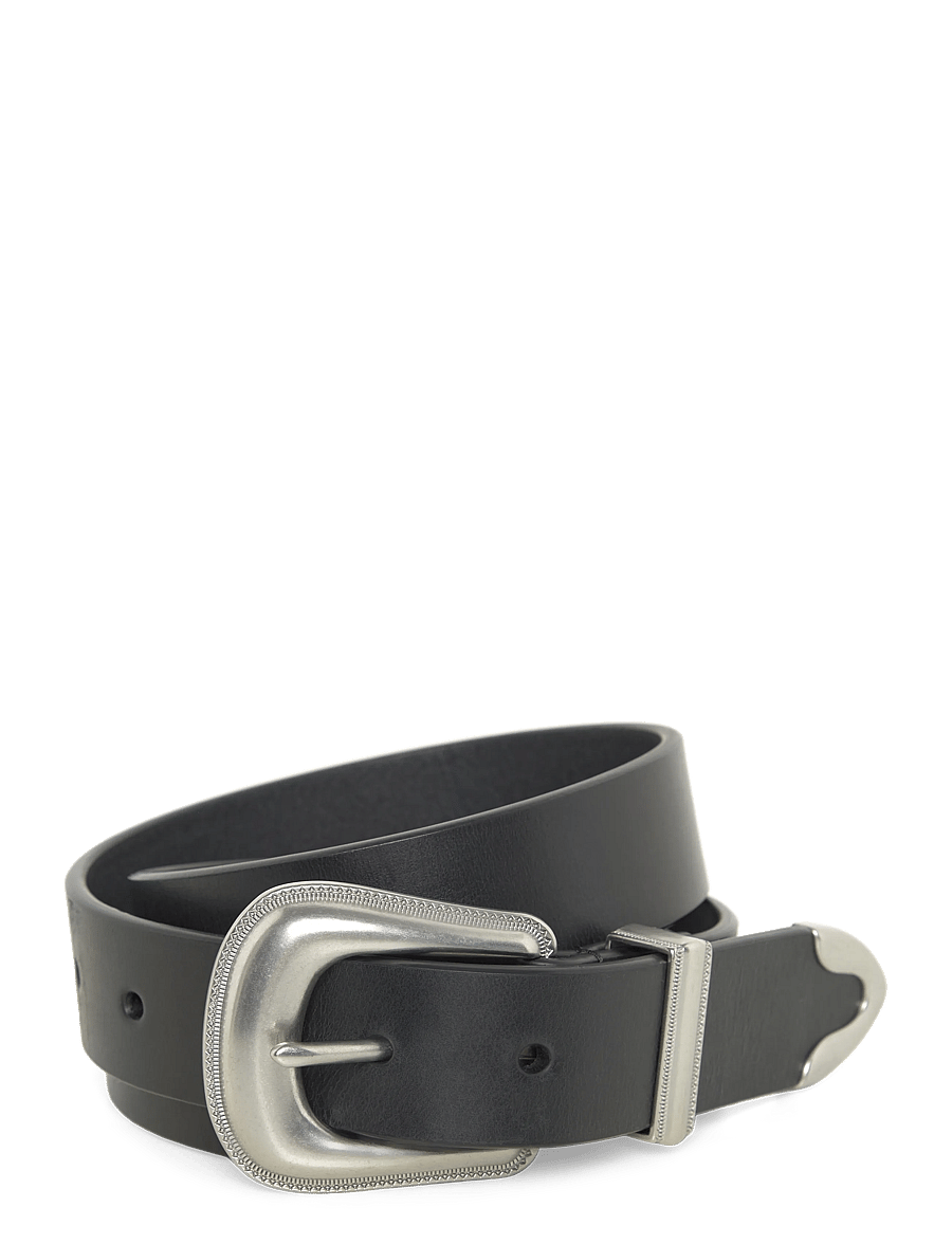 Polo Ralph Lauren - LEATHER-DNM WSTRN BT-BLT-MED - klassische gürtel - black - 0
