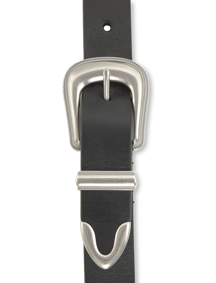 Polo Ralph Lauren - LEATHER-DNM WSTRN BT-BLT-MED - klassische gürtel - black - 2