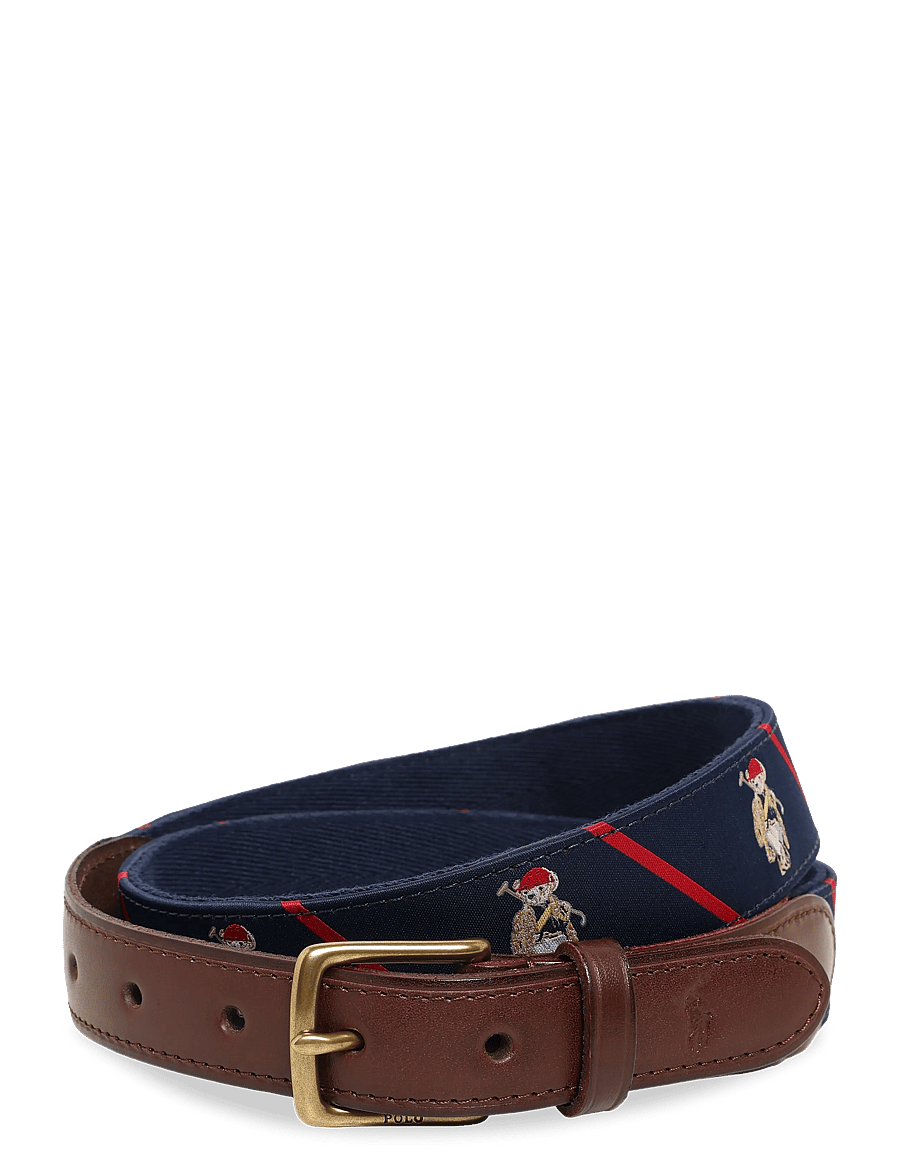 Polo Ralph Lauren - RIBBON/LEATHER-BEAR BELT-BLT-MED - klassische gürtel - navy multi - 0