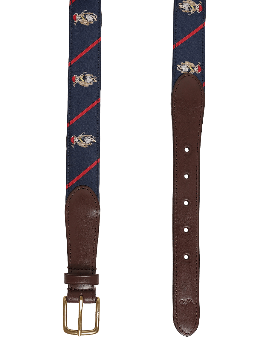 Polo Ralph Lauren - RIBBON/LEATHER-BEAR BELT-BLT-MED - klassische gürtel - navy multi - 1