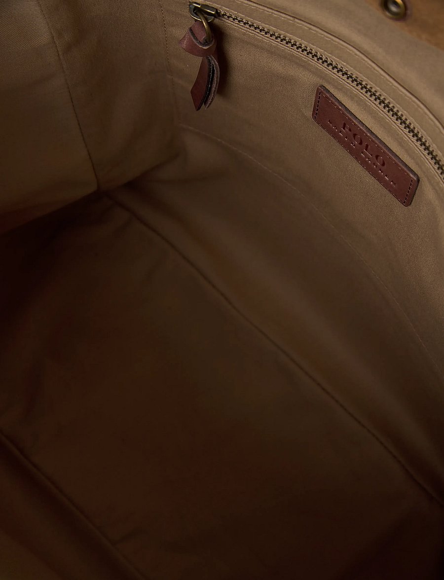 Polo Ralph Lauren - SUEDE/LEATHER-FLAG TOTE-TTE-LRG - tan/brown - 5