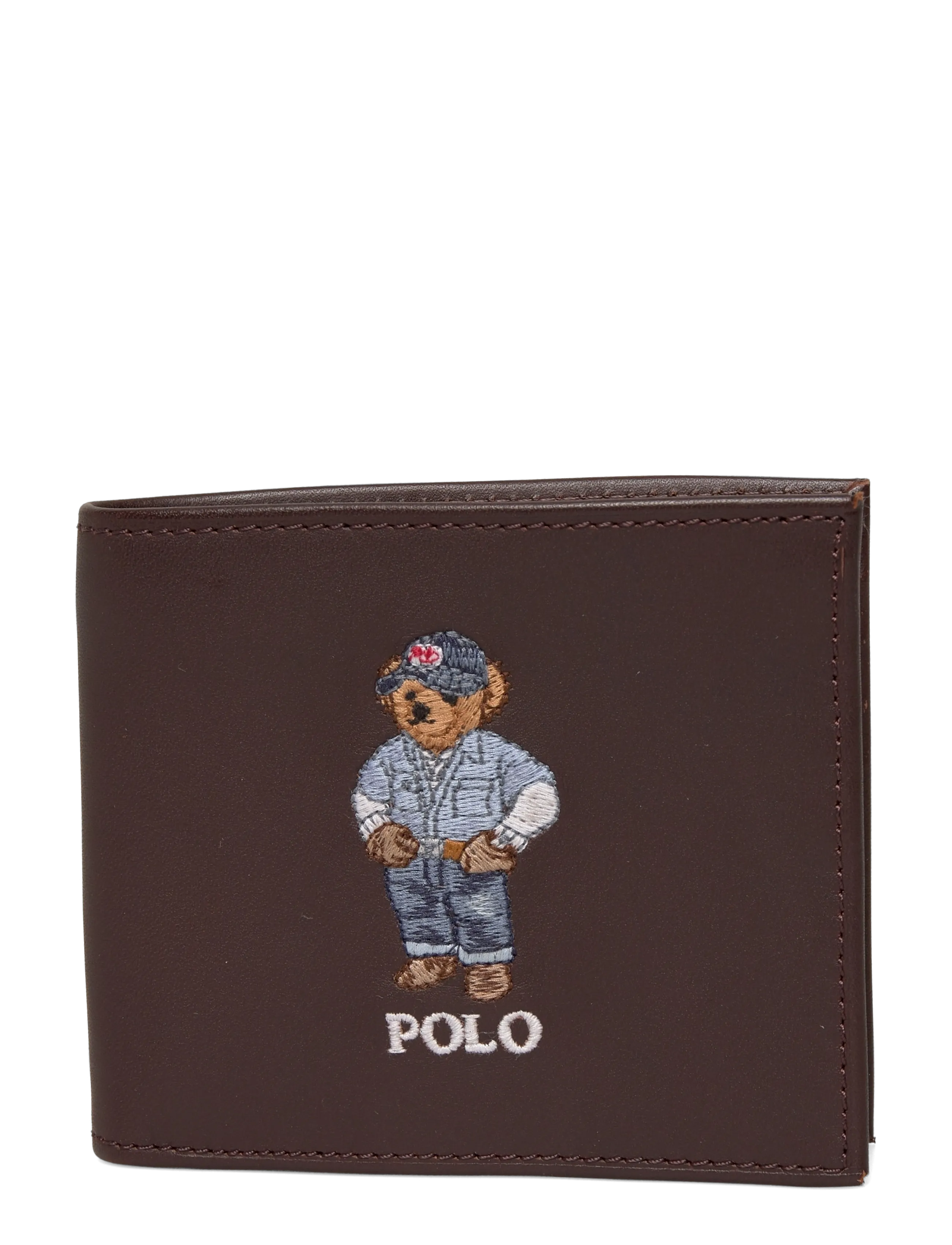 Polo Bear Leather Billfold Wallet - DARK BROWN