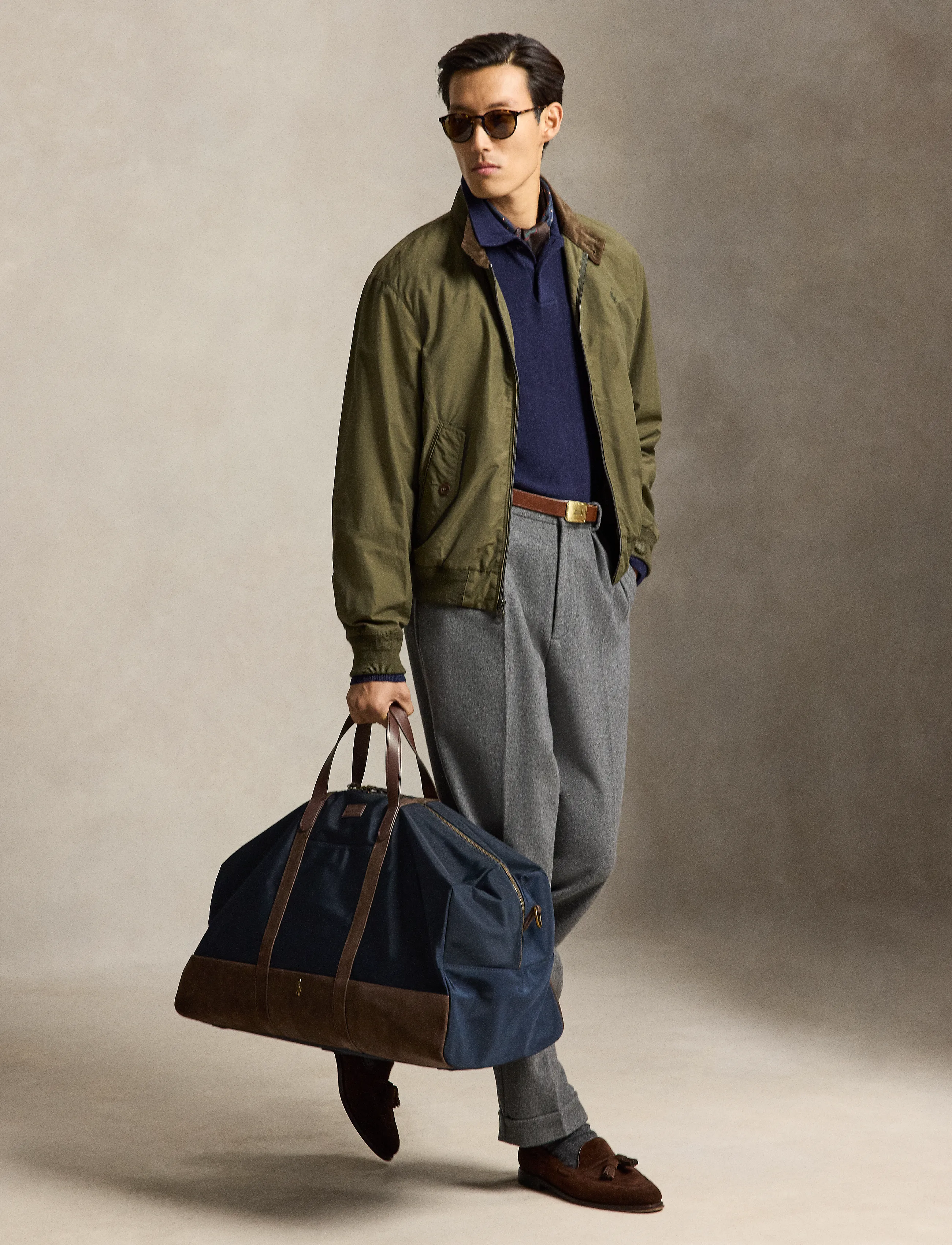 Polo Ralph Lauren Suede-Trim Duffel Bag - Reisetaschen - NEWPORT NAVY/BROW / navy
