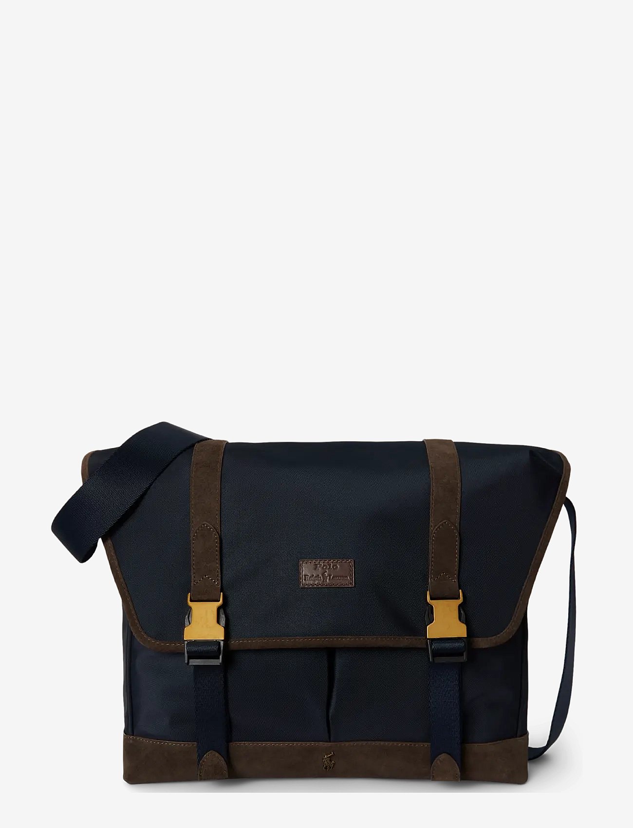 Polo Ralph Lauren Suede-Trim Messenger Bag - Navy - ONE SIZE