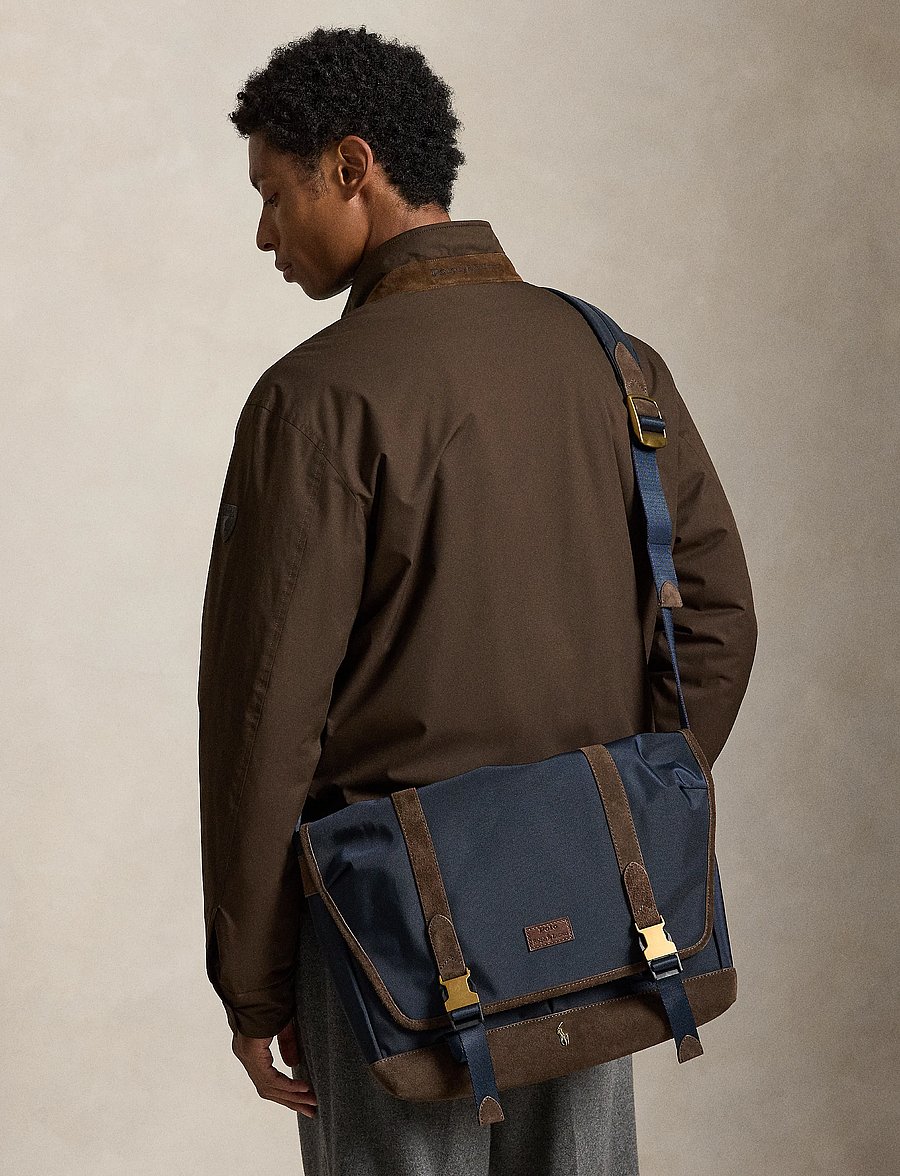 Polo Ralph Lauren - Suede-Trim Messenger Bag - kupuj według okazji - newport navy/brow - 0