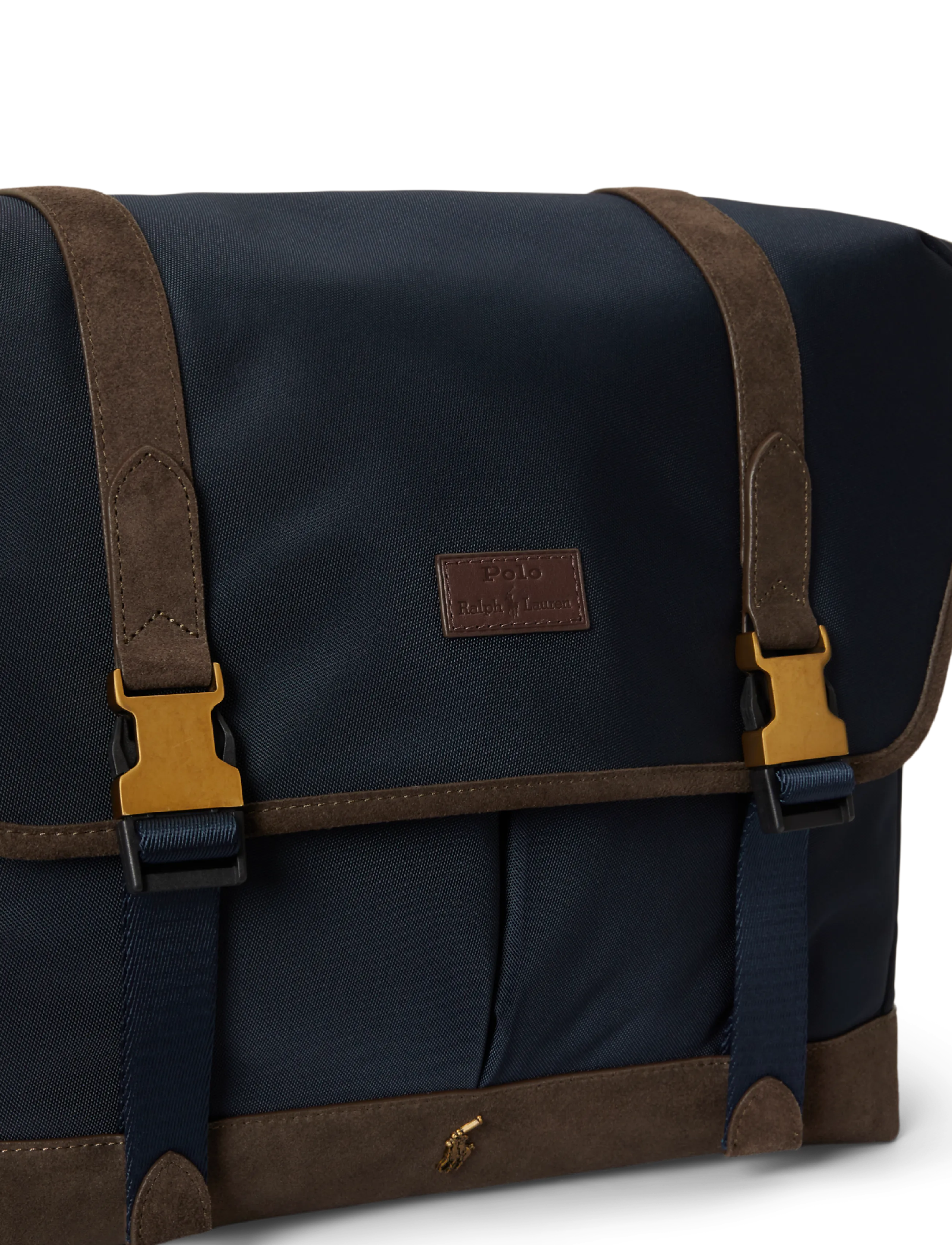 Polo Ralph Lauren - Suede-Trim Messenger Bag - newport navy/brow - 4