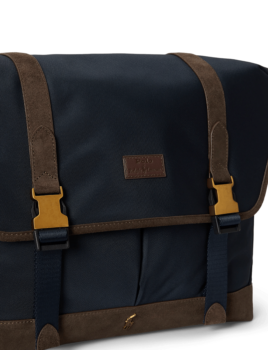 Polo Ralph Lauren - Suede-Trim Messenger Bag - newport navy/brow - 4