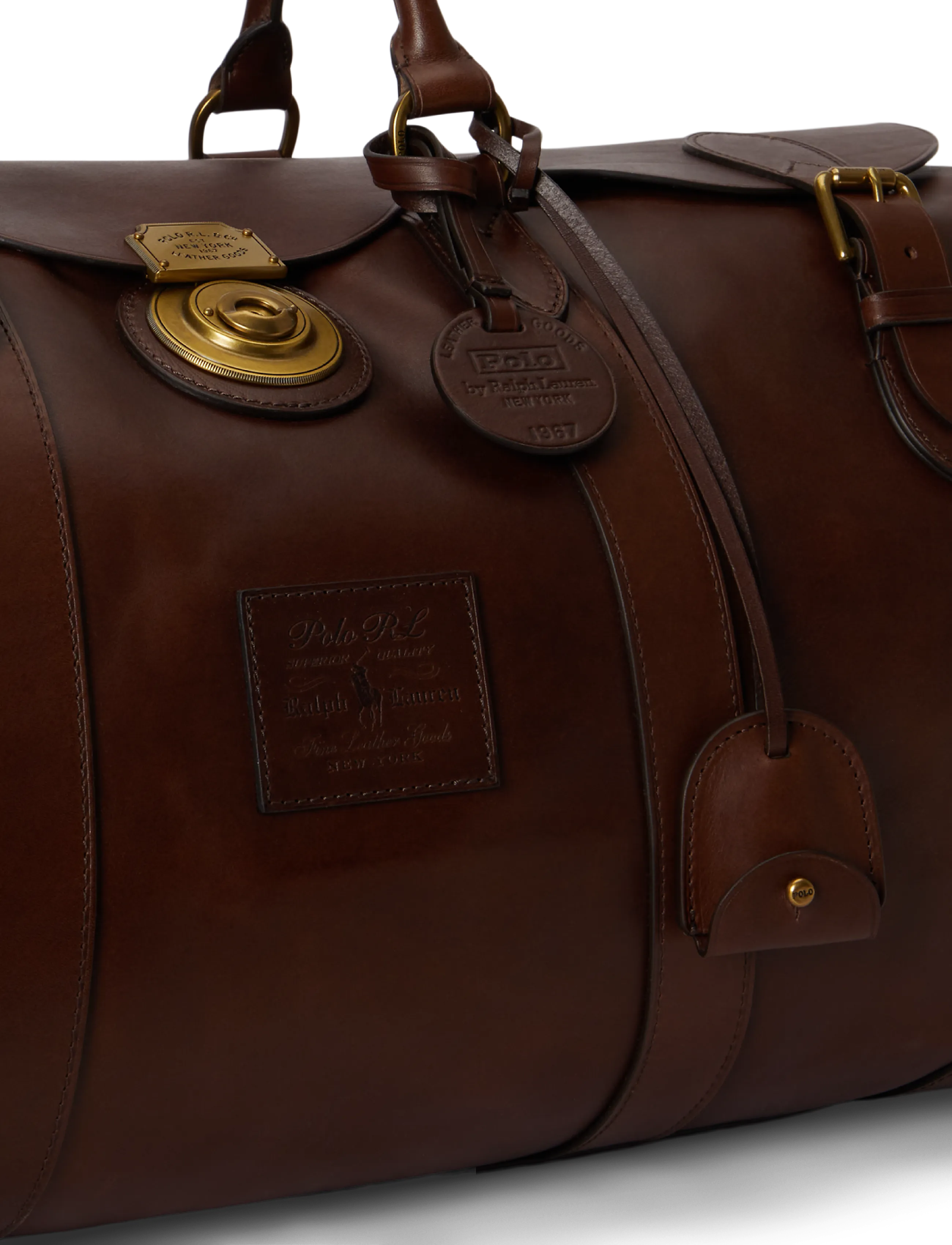 Polo Ralph Lauren - Heritage Lock Leather Large Duffel - duffel bags - burnished brown - 5