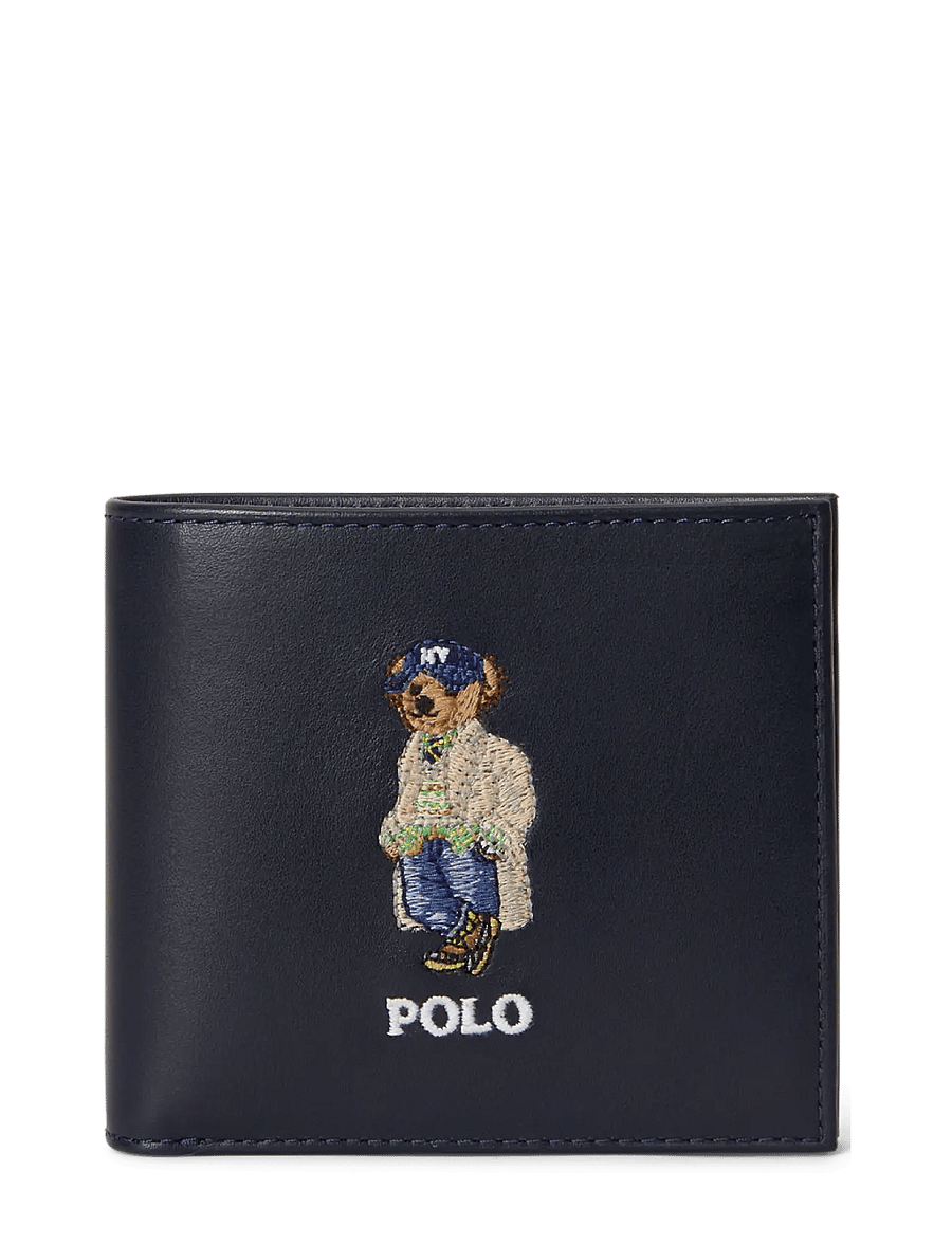 Polo Ralph Lauren - Polo Bear Leather Billfold Coin Wallet - punge - newport navy - 0