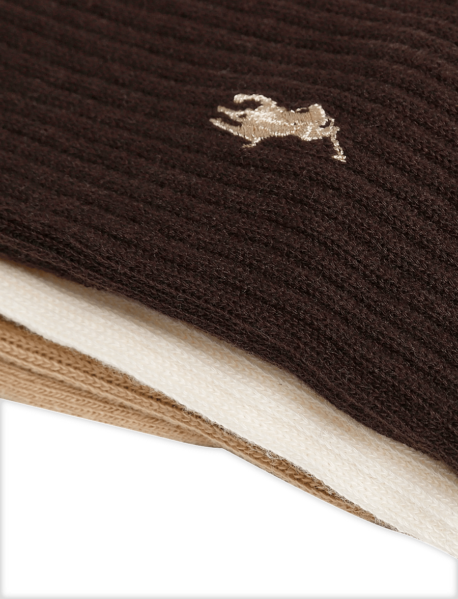 Polo Ralph Lauren - BCI COMBED COTTON-POLO PLYR RB CRW - klassikalised sokid - camel/ivory/brown - 2
