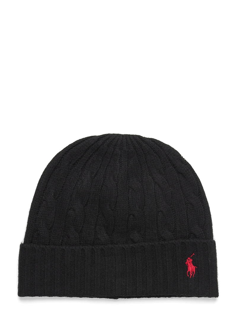 Polo Ralph Lauren - Cable-Knit Merino Wool–Blend Beanie - shoppa efter tillfälle - polo black - 0