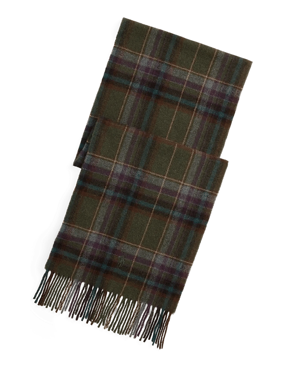 Polo Ralph Lauren - WOOL-CLASSIC PLAID SCARF - halsdukar - olive - 0