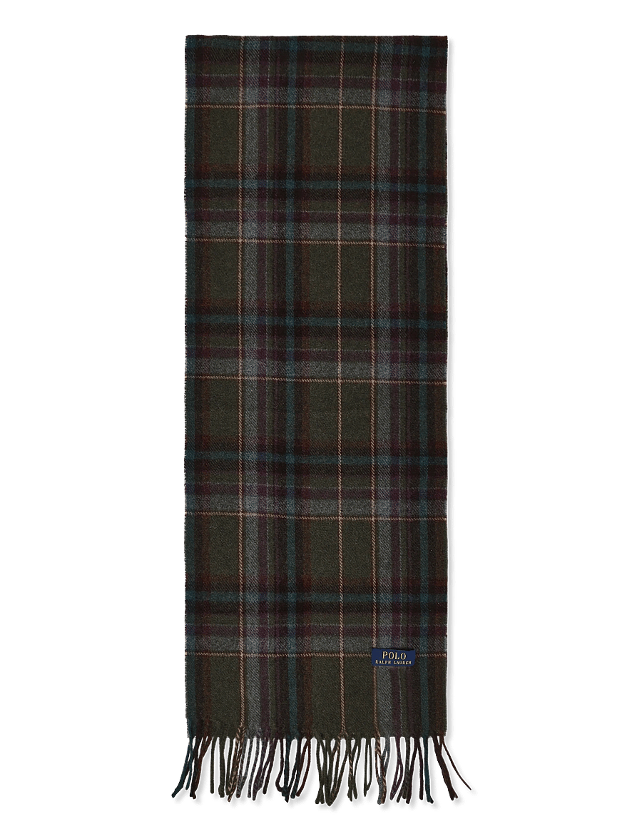 Polo Ralph Lauren - Plaid Fringe Wool Scarf - winterschals - olive - 0
