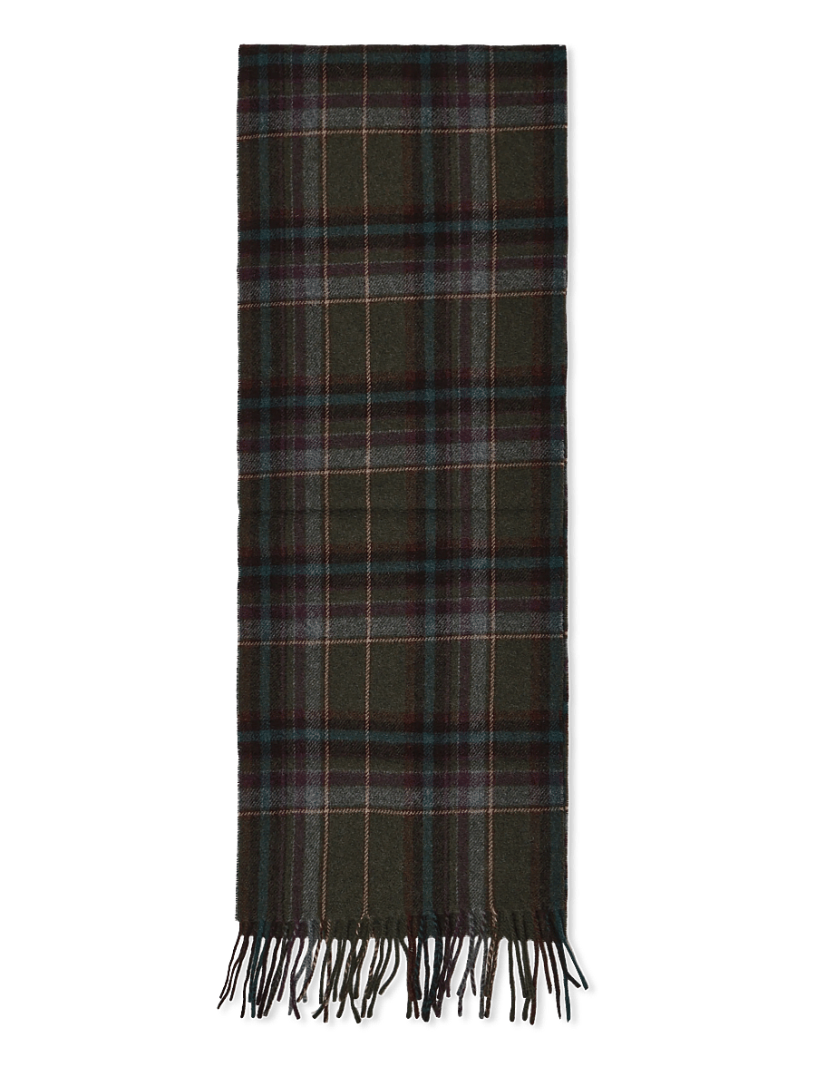 Polo Ralph Lauren - Plaid Fringe Wool Scarf - winterschals - olive - 1