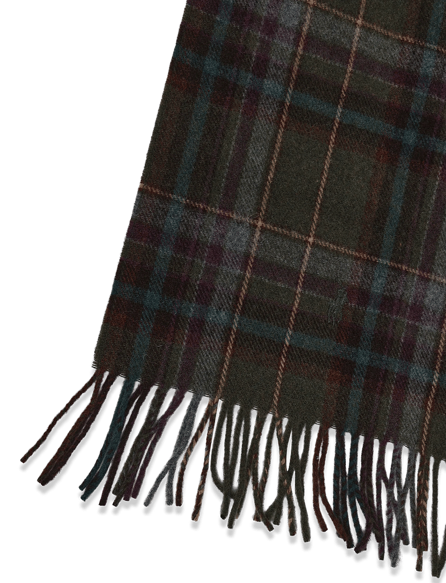 Polo Ralph Lauren - Plaid Fringe Wool Scarf - winterschals - olive - 2