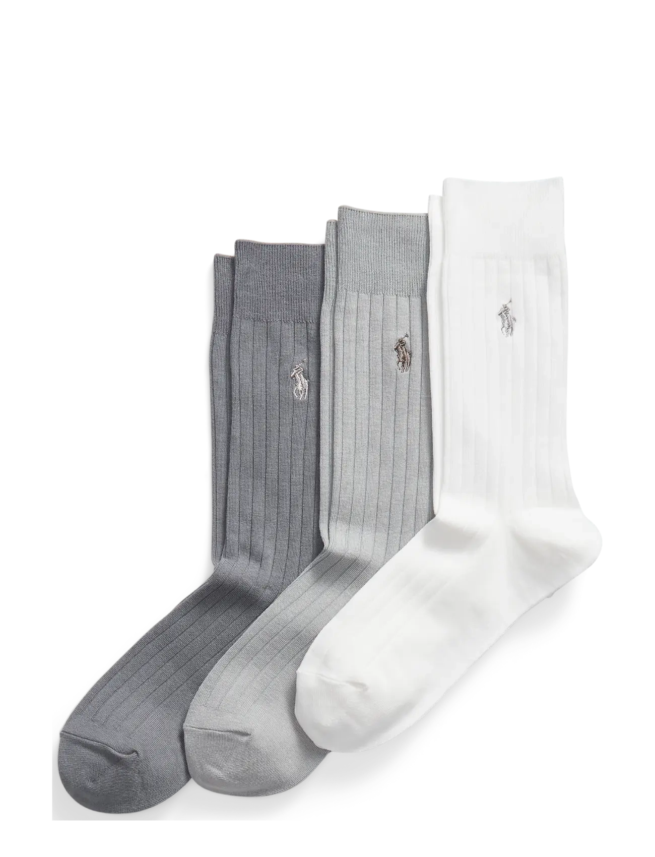 Polo Ralph Lauren EGYPTIAN COTTON-EGYPTIAN RIB-CRW-3P - Strumpor - IVORY/GREY MULTI / multi