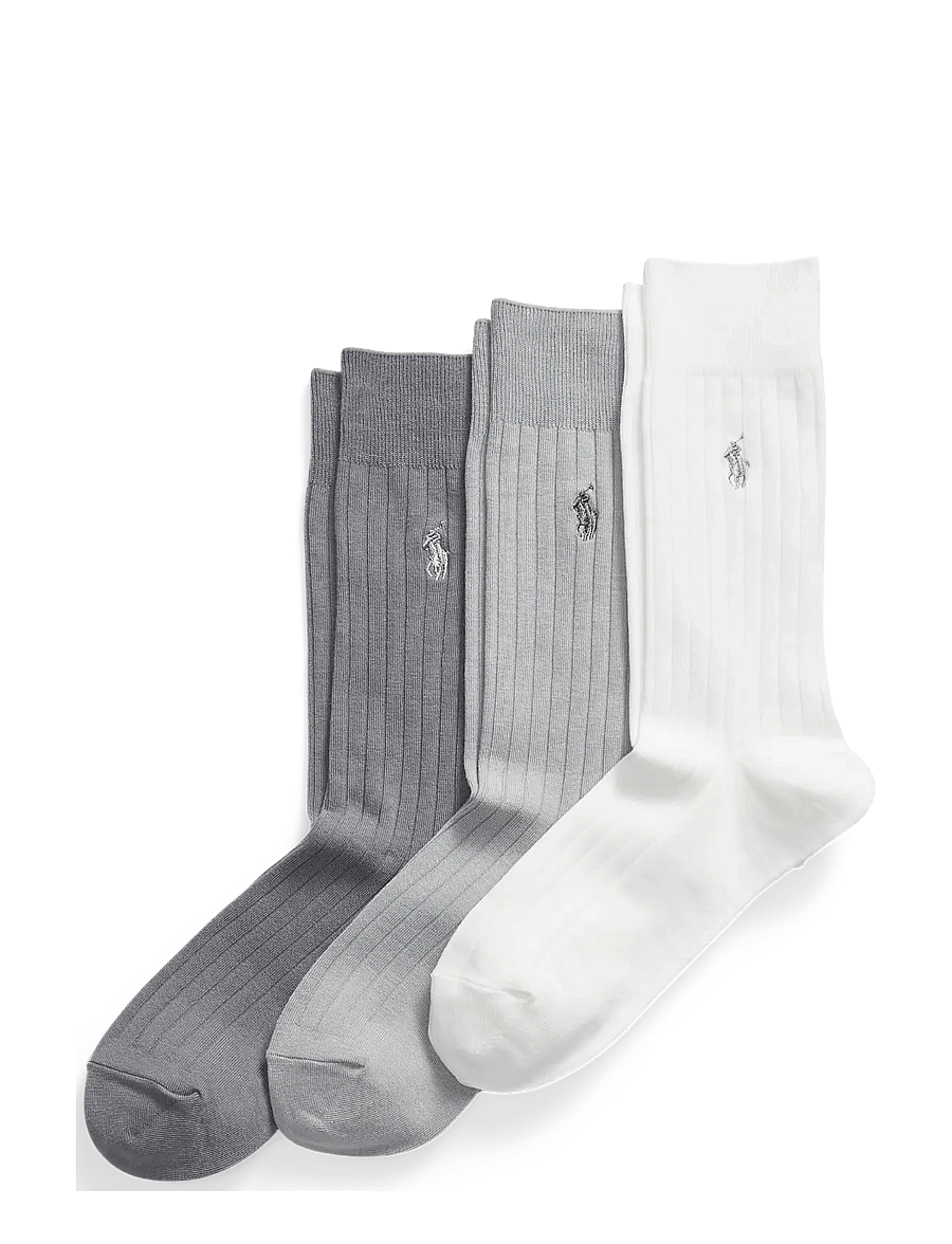 Polo Ralph Lauren - EGYPTIAN COTTON-EGYPTIAN RIB-CRW-3P - vanliga strumpor - ivory/grey multi - 0