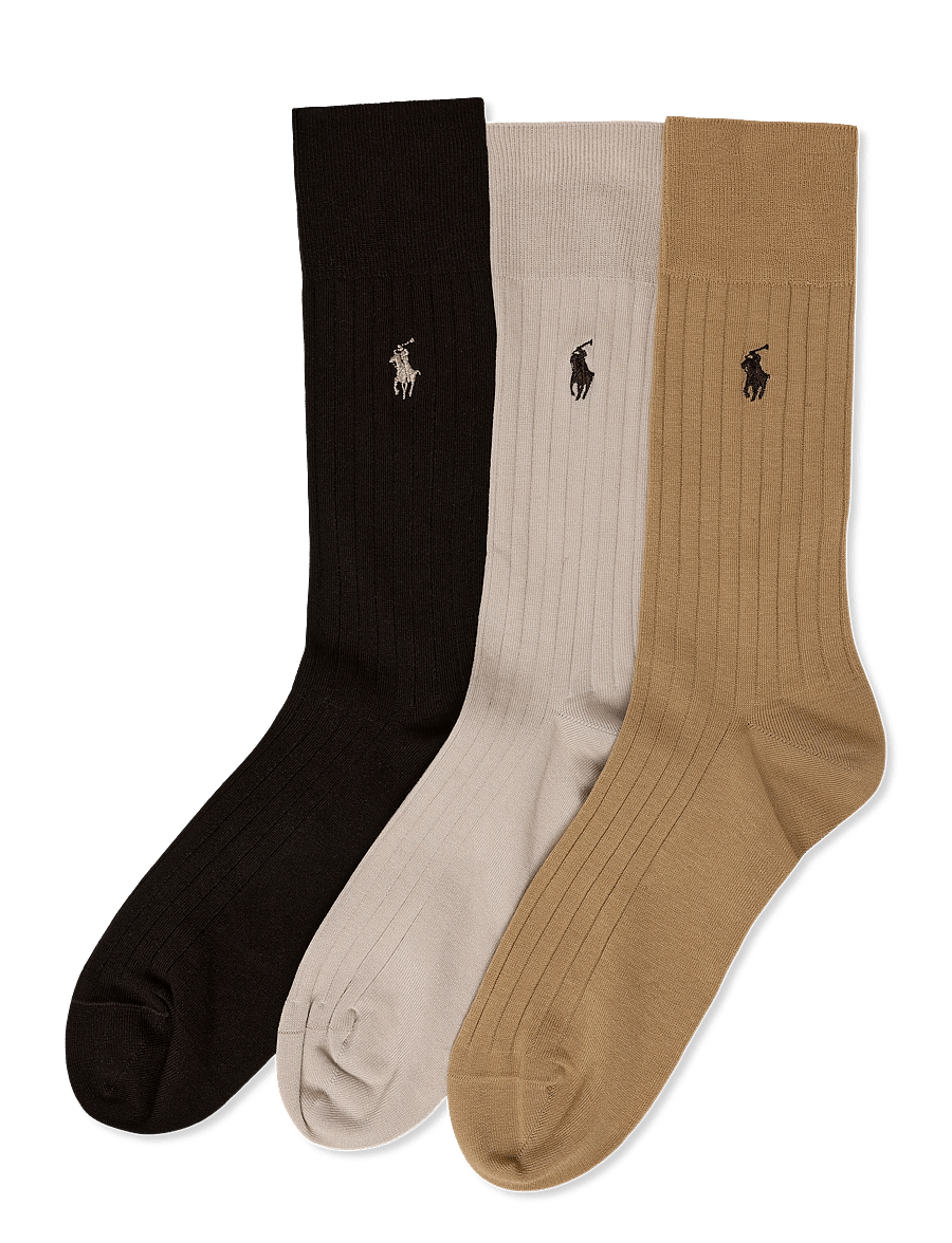 Polo Ralph Lauren - EGYPTIAN COTTON-EGYPTIAN RIB-CRW-3P - crew sokkar - stone/brown/camel - 0