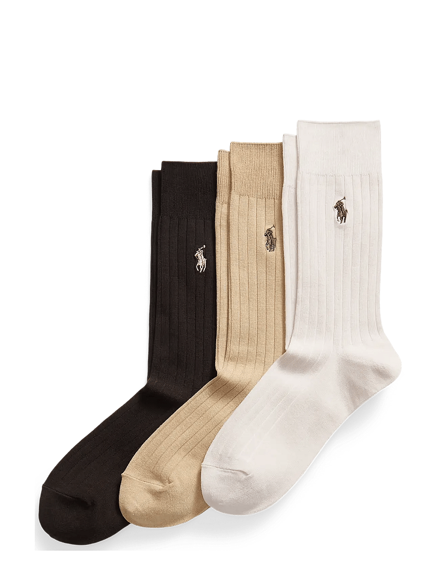 Polo Ralph Lauren - EGYPTIAN COTTON-EGYPTIAN RIB-CRW-3P - tennissocken - stone/brown/camel - 0