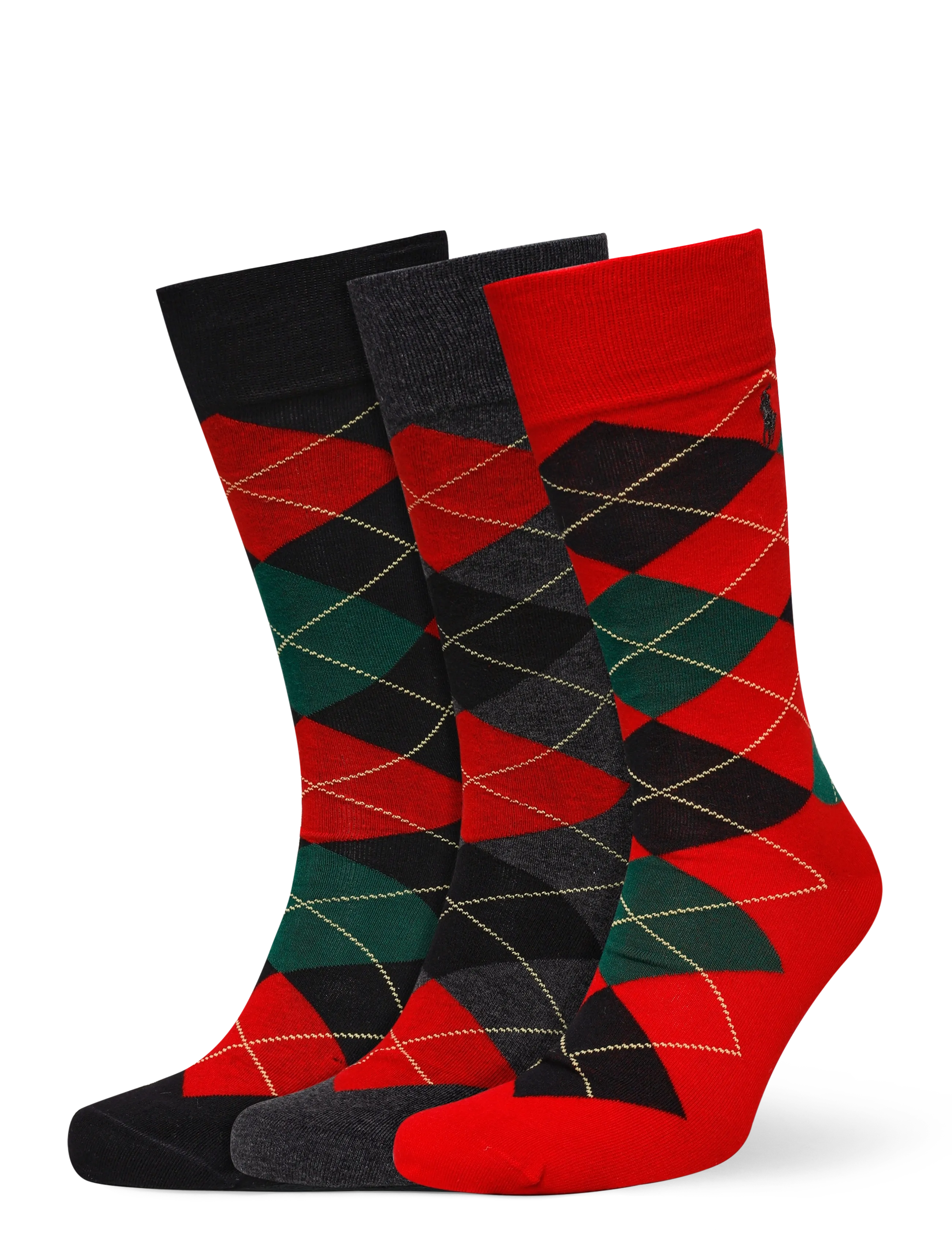 Polo Ralph Lauren Argyle Cotton-Blend Trouser Sock 3-Pack - Strømper - NEW RED / red