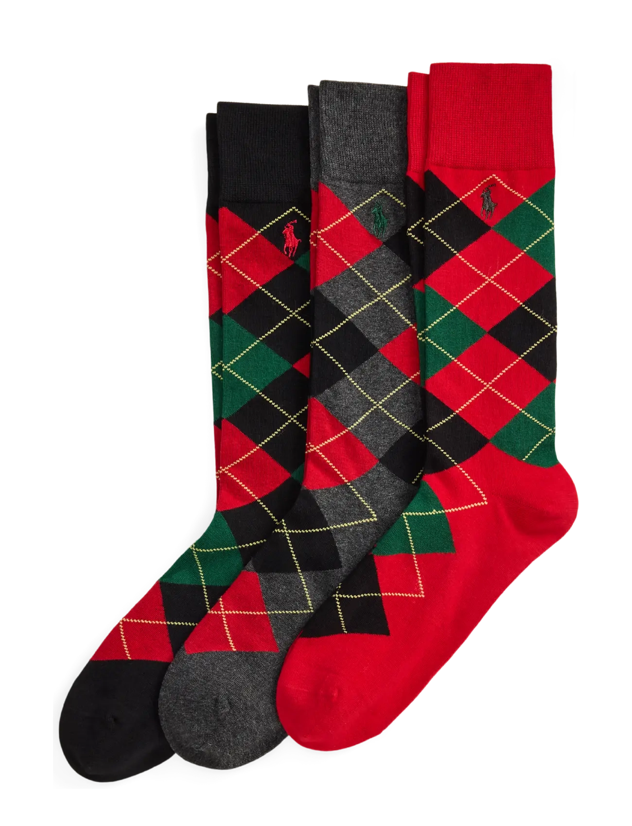 Polo Ralph Lauren Argyle Cotton-Blend Trouser Sock 3-Pack - Inspiration - NEW RED / red