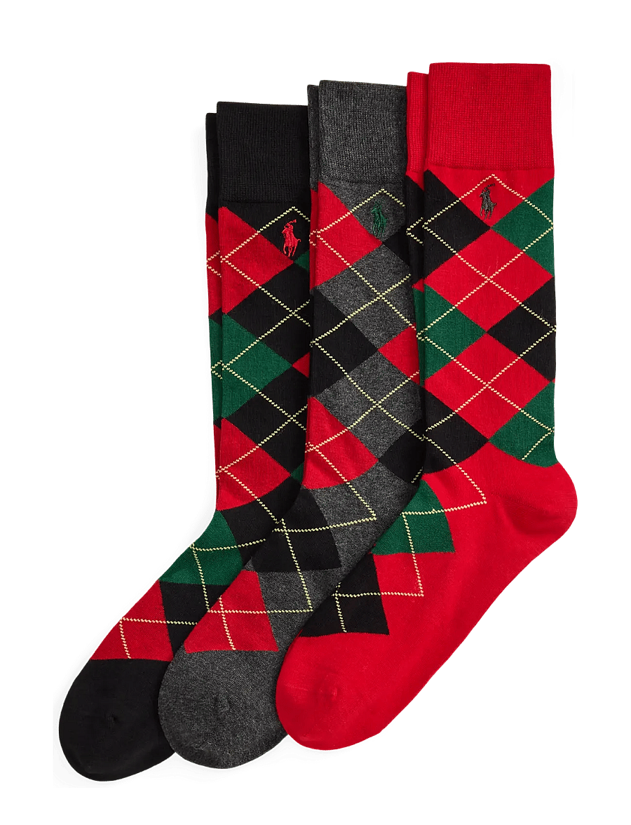 Polo Ralph Lauren - Argyle Cotton-Blend Trouser Sock 3-Pack - tennissocken - new red - 0