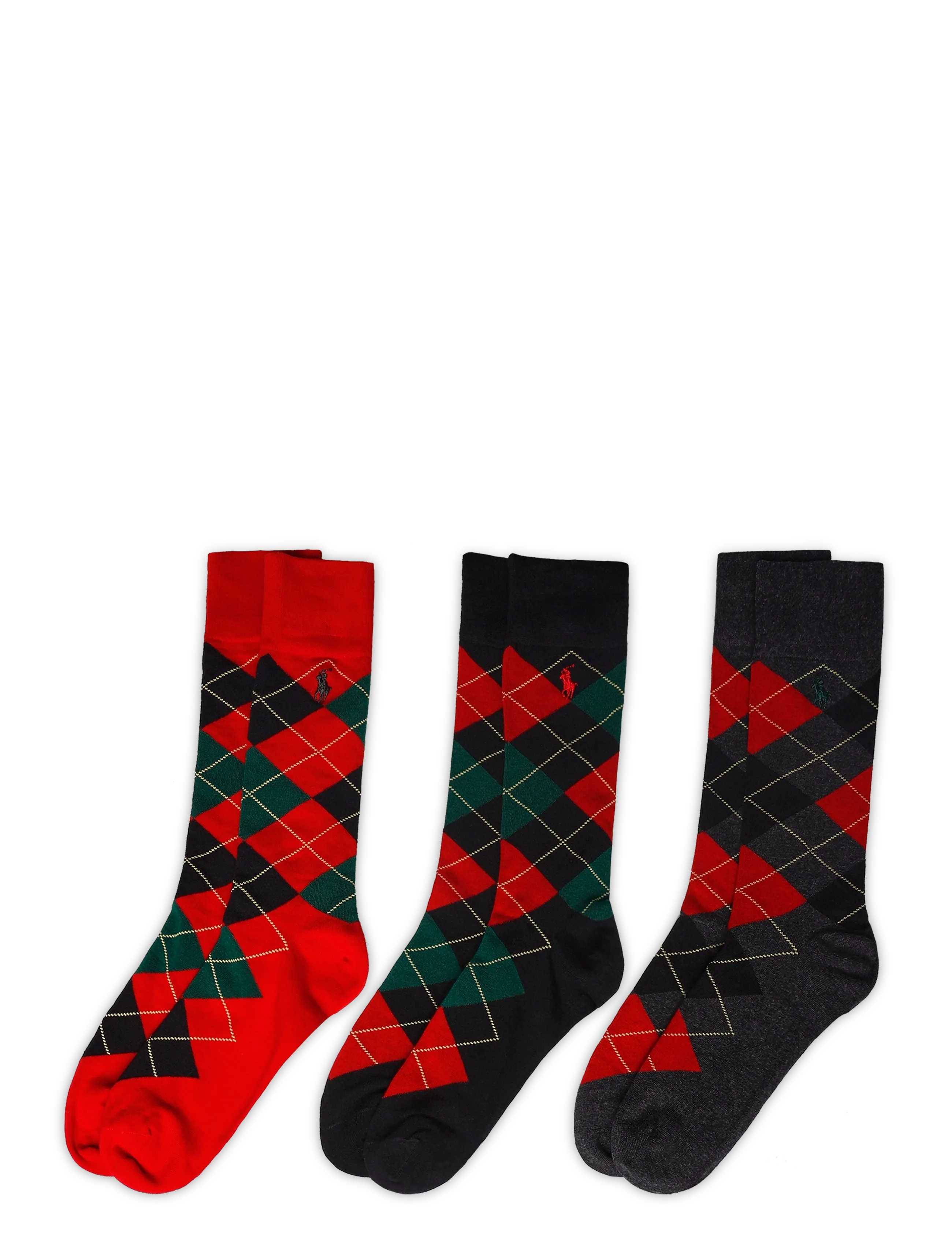 Polo Ralph Lauren - Argyle-mönstrade knästrumpor i 3-pack - vanliga strumpor - new red - 1