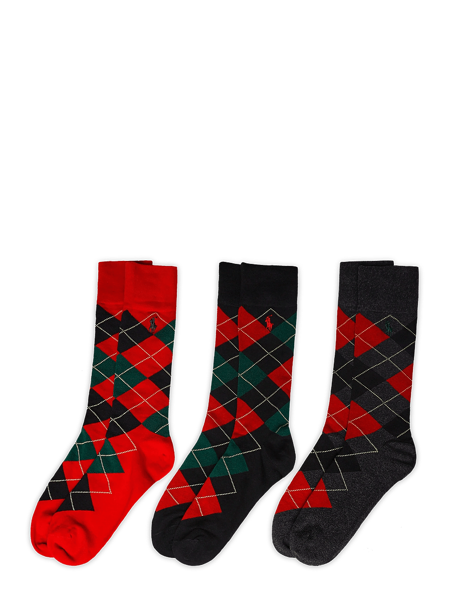 Polo Ralph Lauren - Argyle-mönstrade knästrumpor i 3-pack - vanliga strumpor - new red - 1