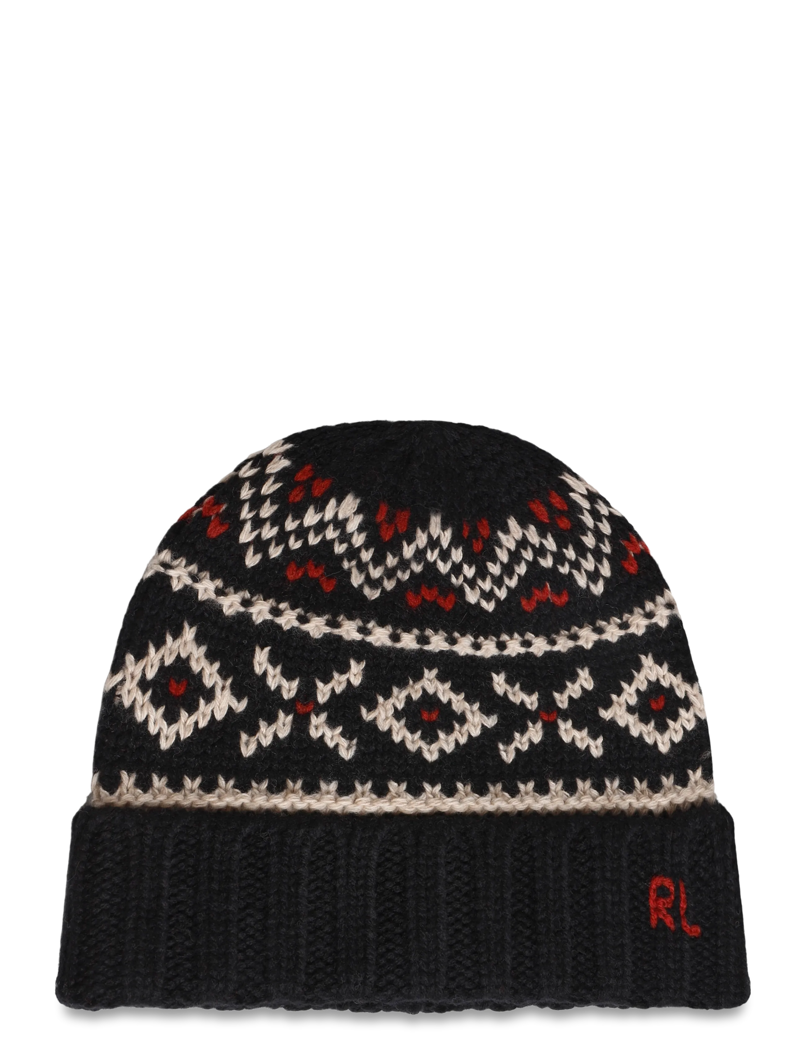 Polo Ralph Lauren Patterned Wool-Blend Beanie - Ralph Lauren - BLACK/RED/CREAM / black