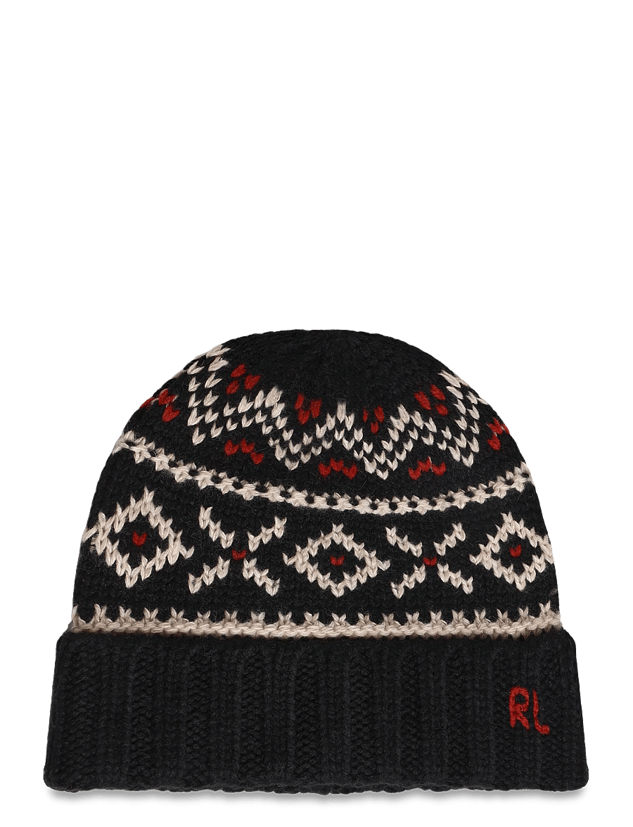 Polo Ralph Lauren - Patterned Wool-Blend Beanie - shop by occasion - black/red/cream - 0