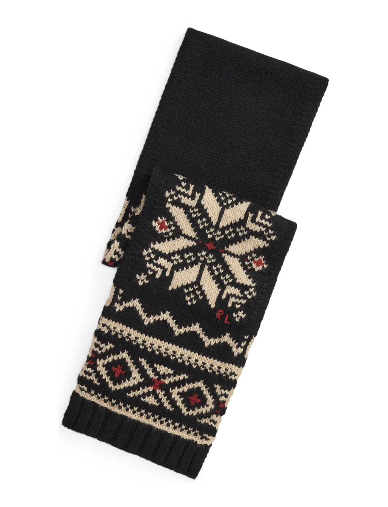 Polo Ralph Lauren Patterned Wool-Blend Scarf - Schals - BLACK/RED/CREAM / black