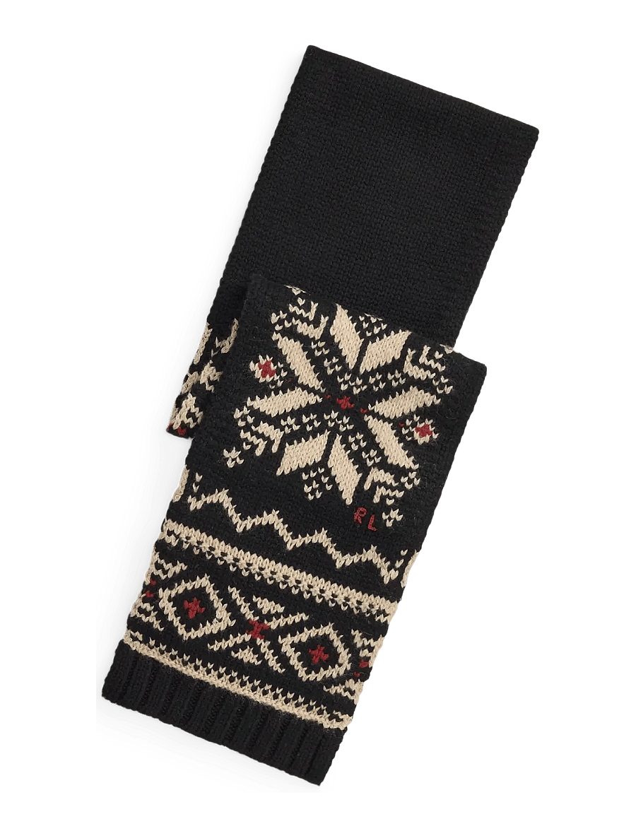 Polo Ralph Lauren - Patterned Wool-Blend Scarf - winterschals - black/red/cream - 0