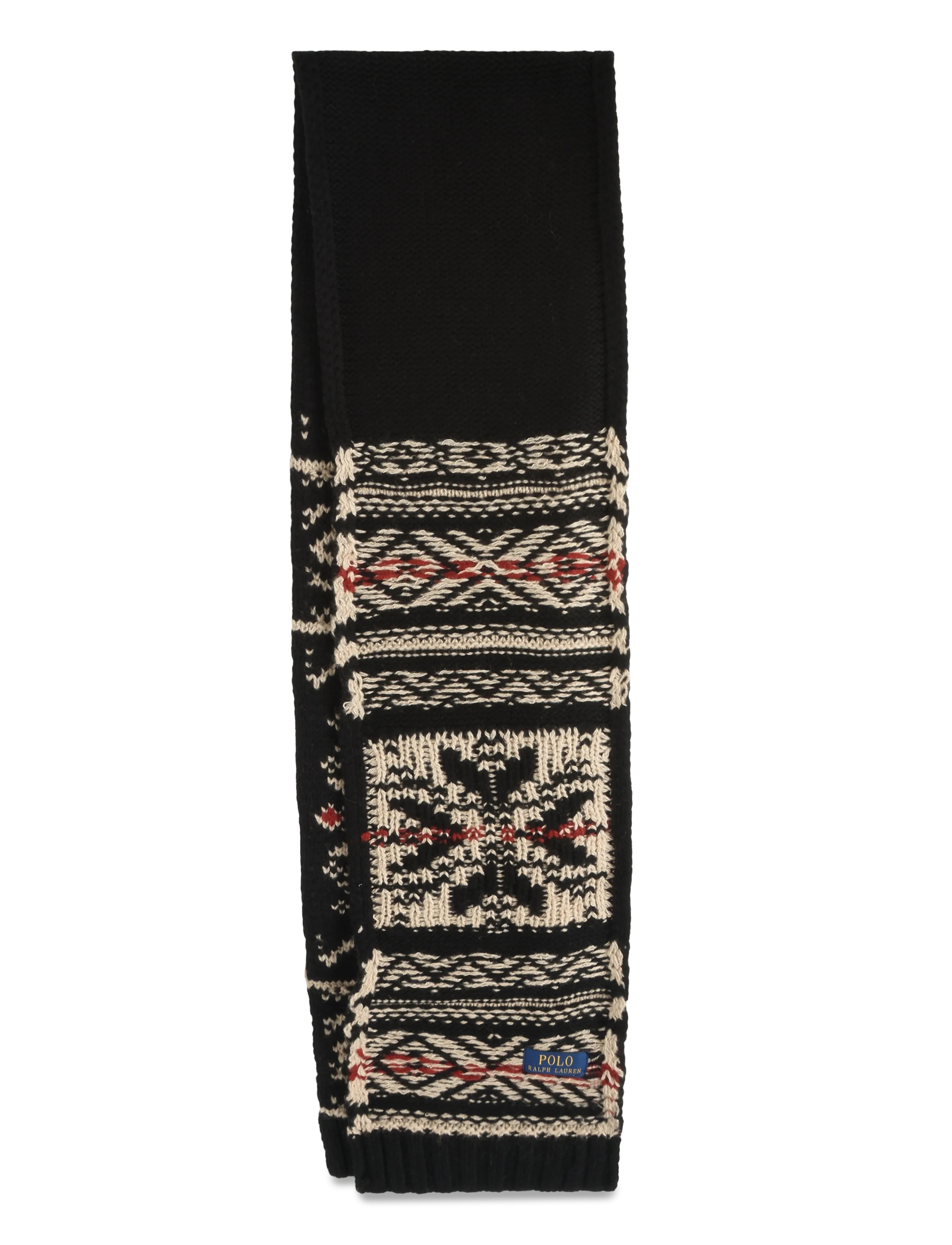 Polo Ralph Lauren - Patterned Wool-Blend Scarf - halsdukar - black/red/cream - 1