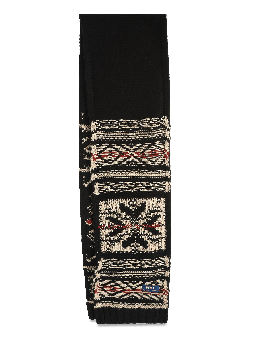 Polo Ralph Lauren - Patterned Wool-Blend Scarf - halsdukar - black/red/cream - 1