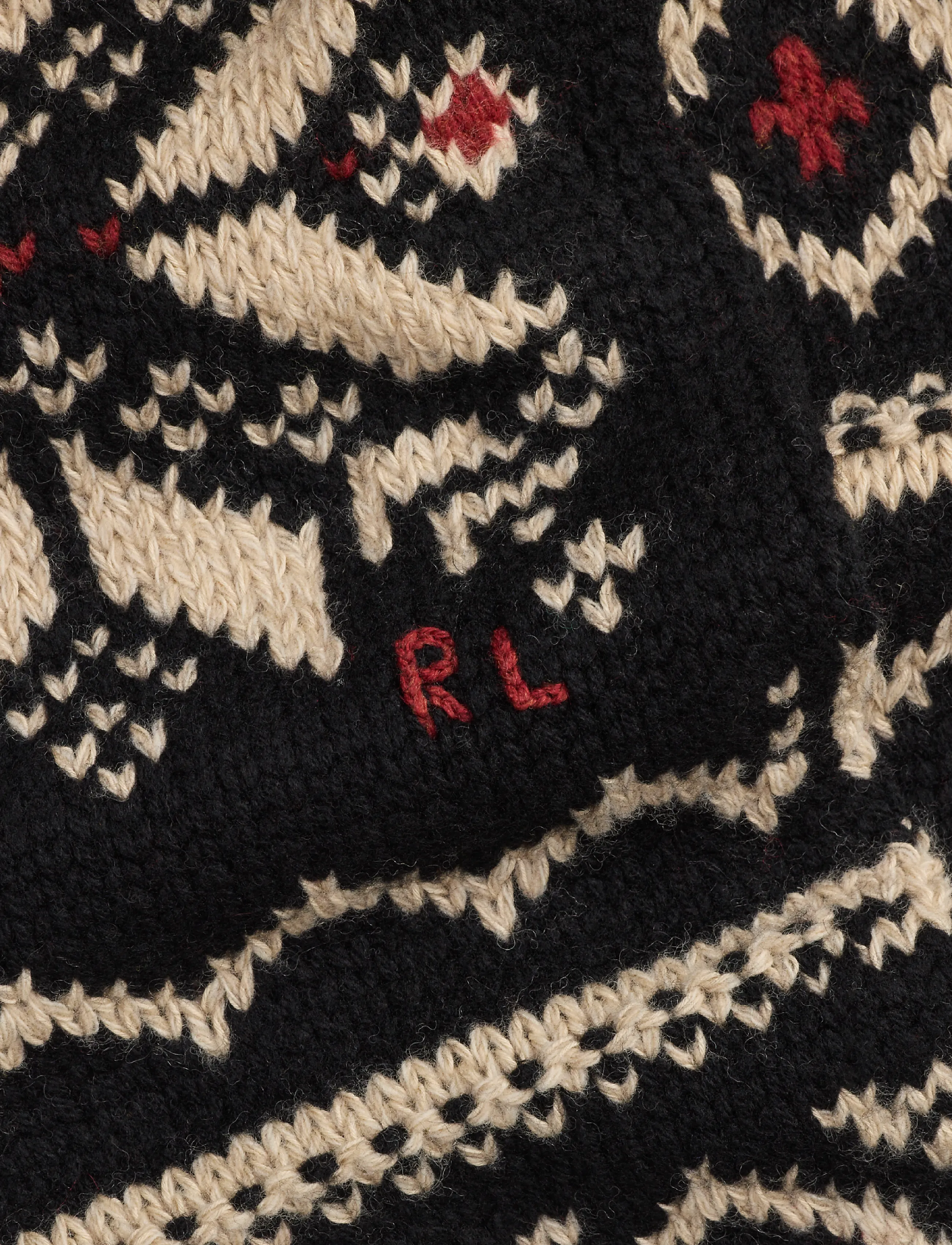 Polo Ralph Lauren - Patterned Wool-Blend Scarf - winterschals - black/red/cream - 2