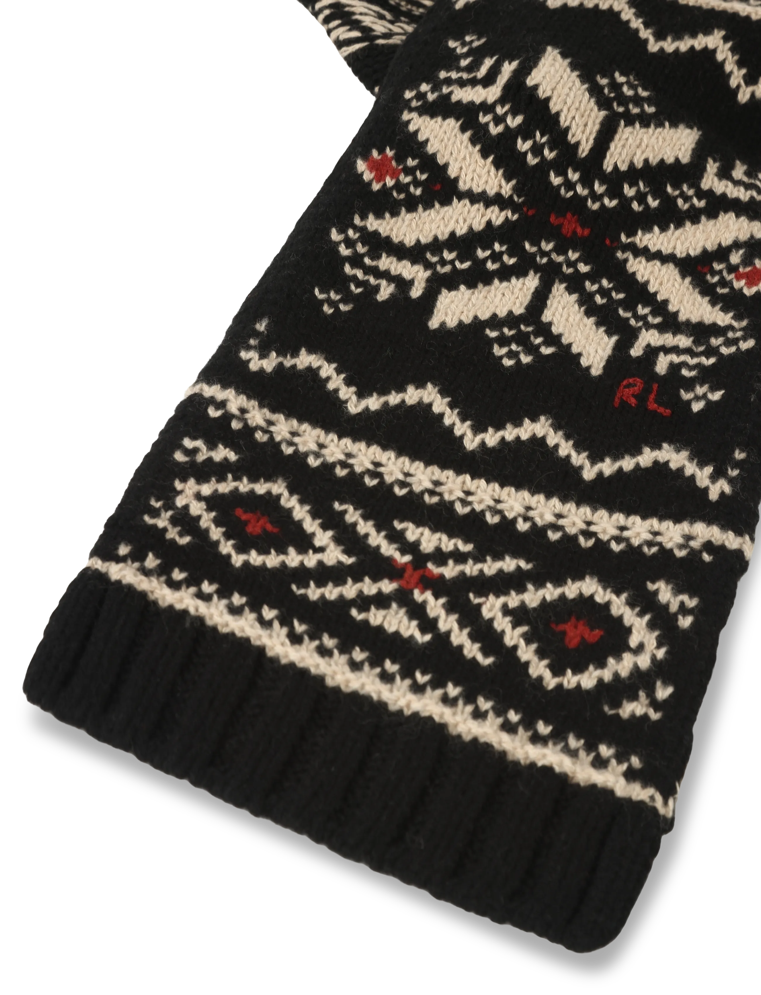 Polo Ralph Lauren - Patterned Wool-Blend Scarf - halsdukar - black/red/cream - 3