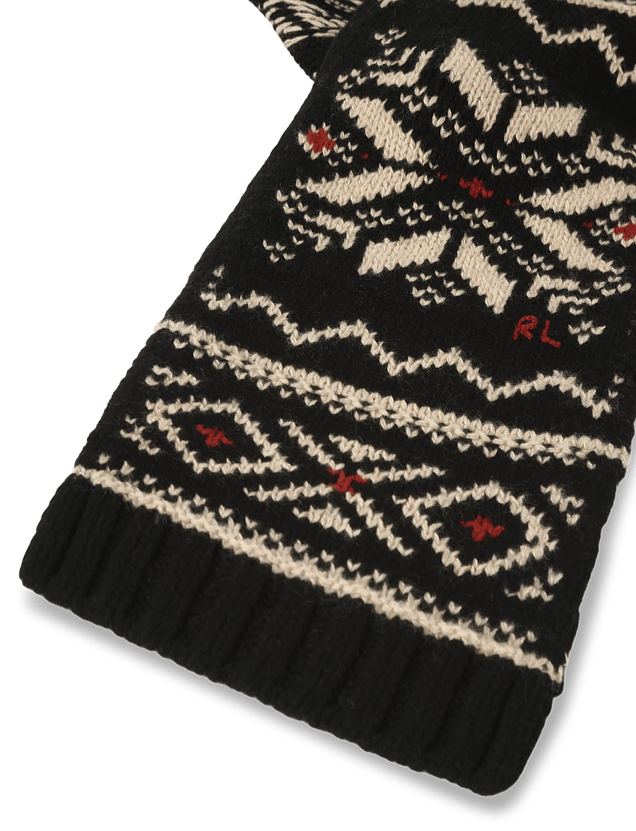 Polo Ralph Lauren - Patterned Wool-Blend Scarf - halsdukar - black/red/cream - 3