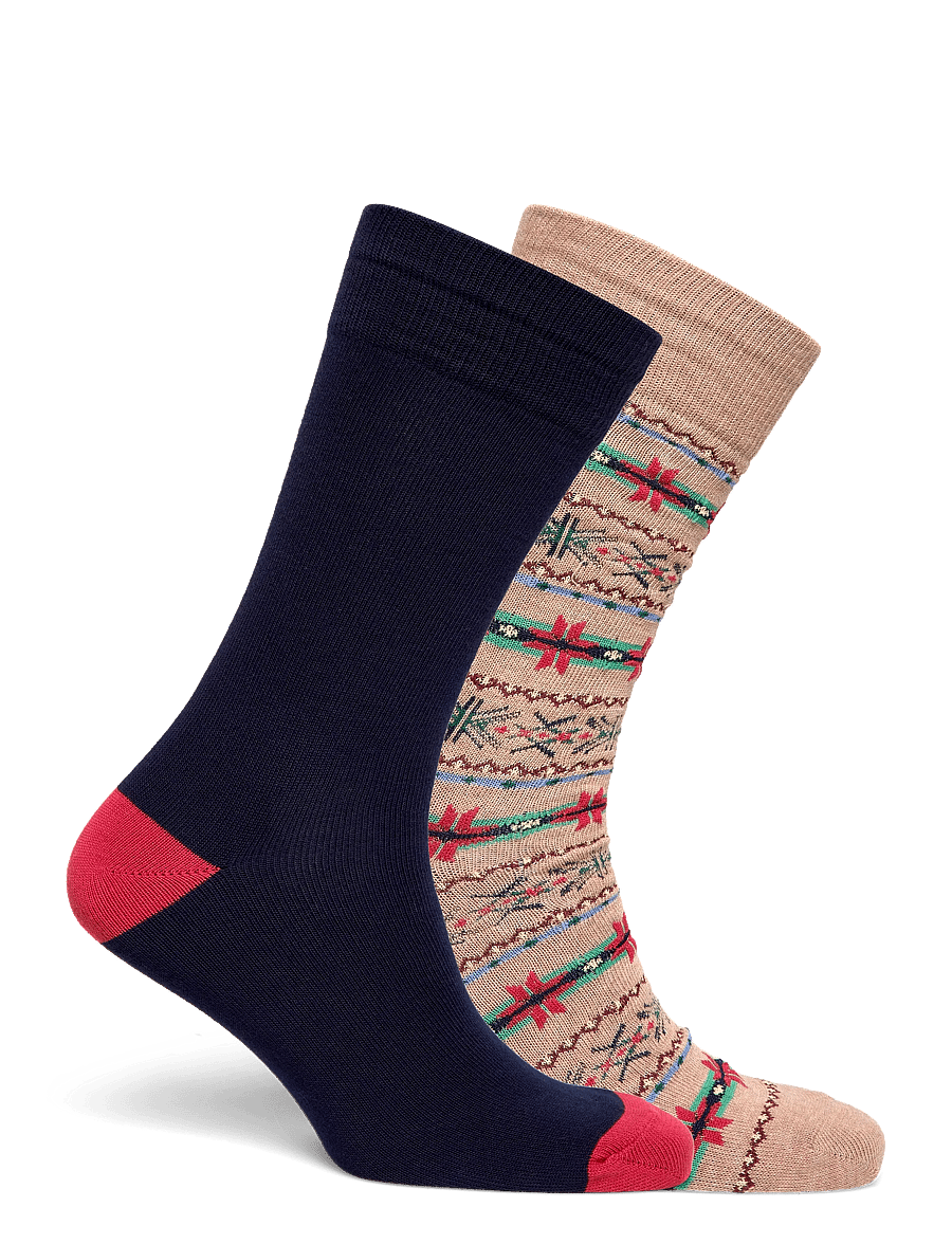Polo Ralph Lauren - Polo Bear Trouser Sock 2-Pack - crew socks - navy camel - 1