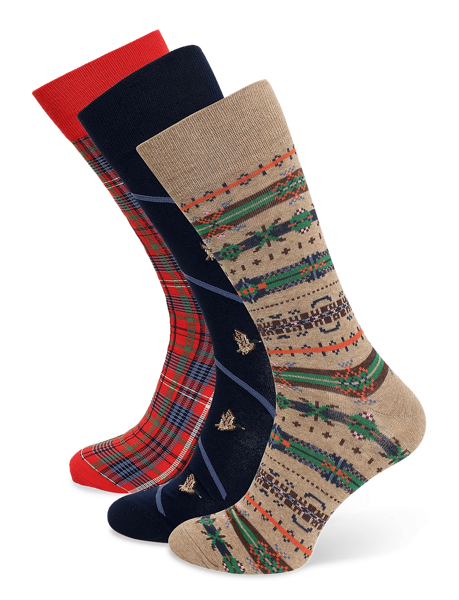 Polo Ralph Lauren - Patterned Trouser Sock 3-Pack - chaussettes crew - oatmeal multi - 0