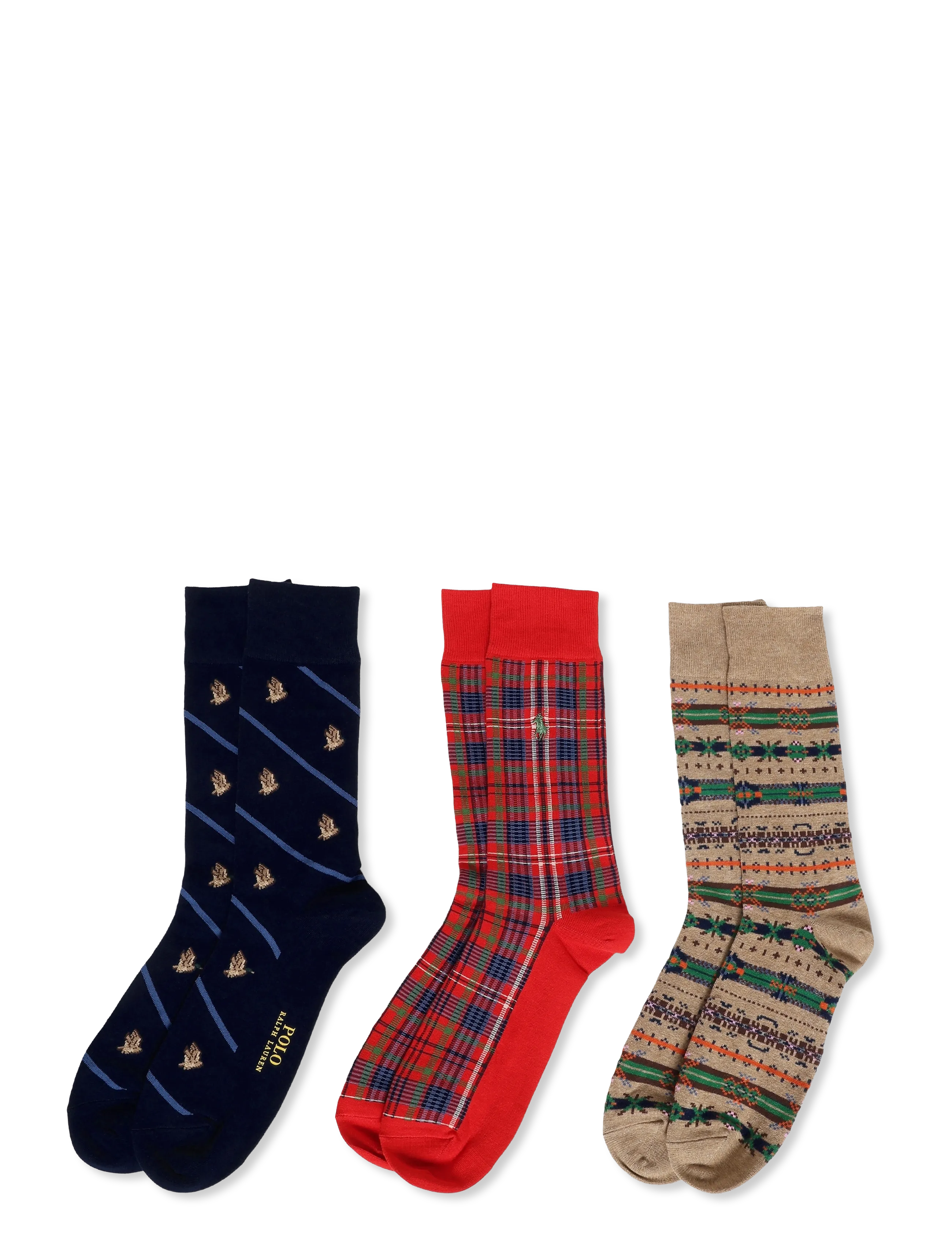 Polo Ralph Lauren - Patterned Trouser Sock 3-Pack - chaussettes crew - oatmeal multi - 1