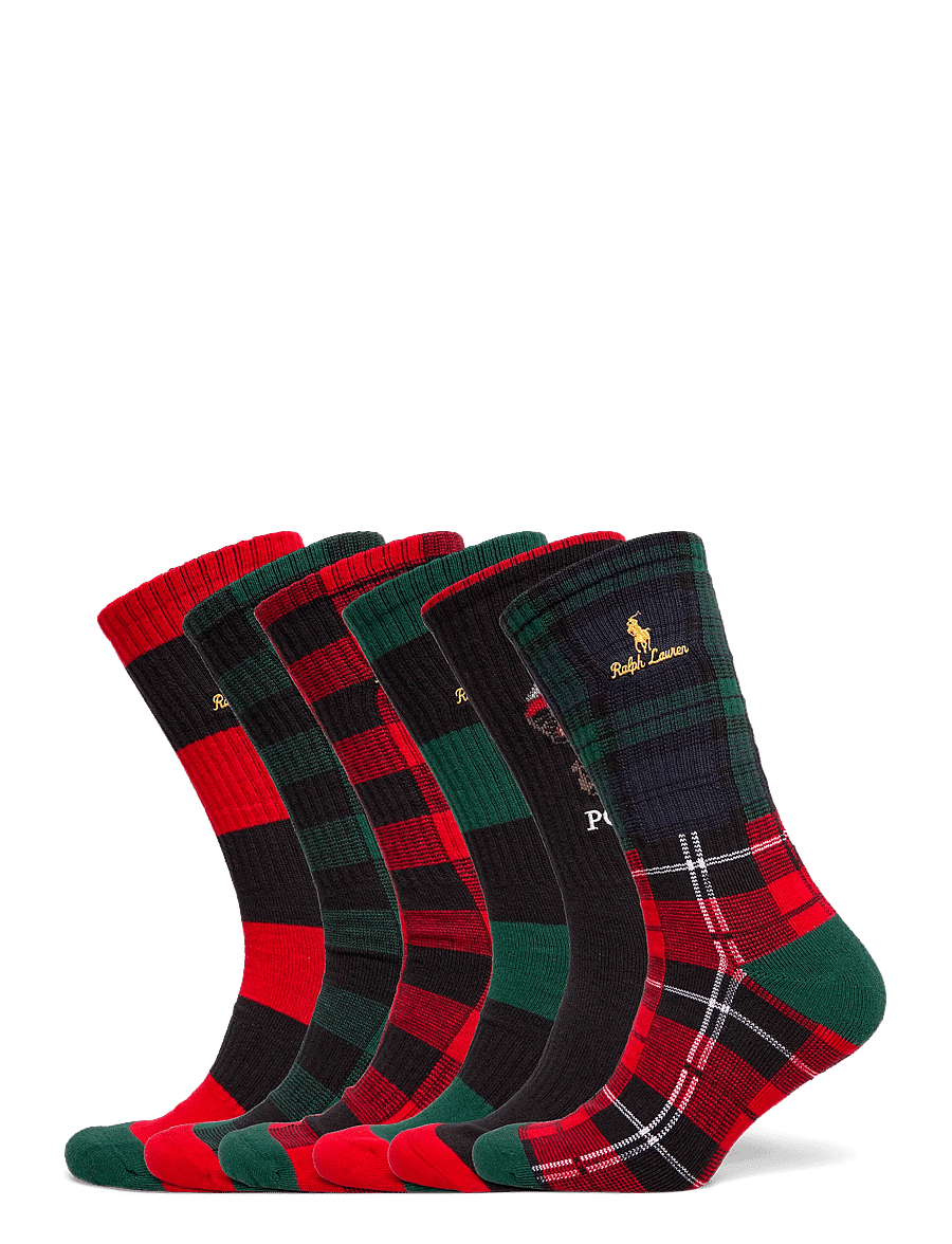 Polo Ralph Lauren - Polo Bear Cotton-Blend Crew Sock 6-Pack - royal red multi - 0